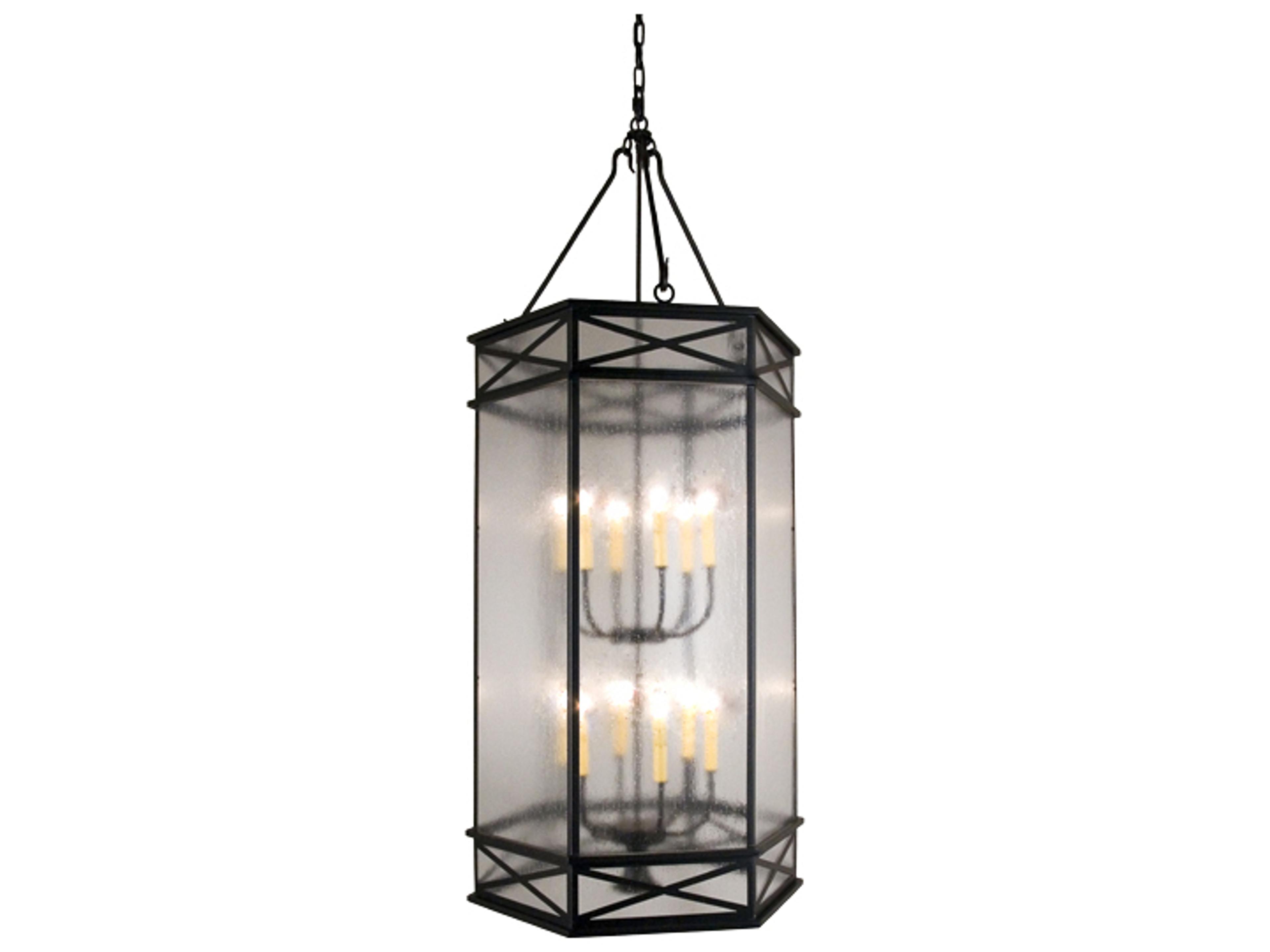 Gina 12-Light Black Seedy Clear Candelabra Lantern Chandelier