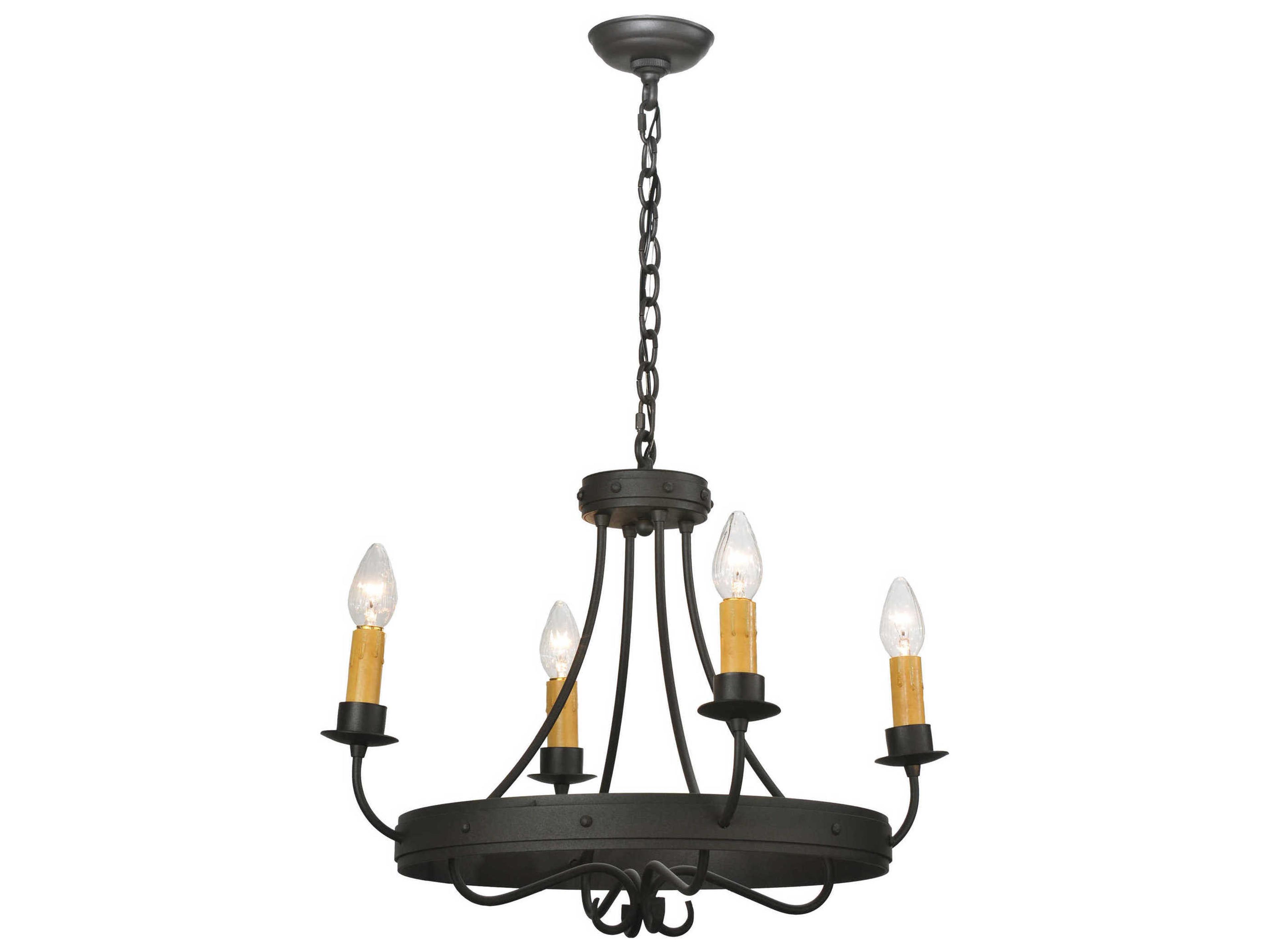 Gothic 4-Light Brown Candelabra Chandelier
