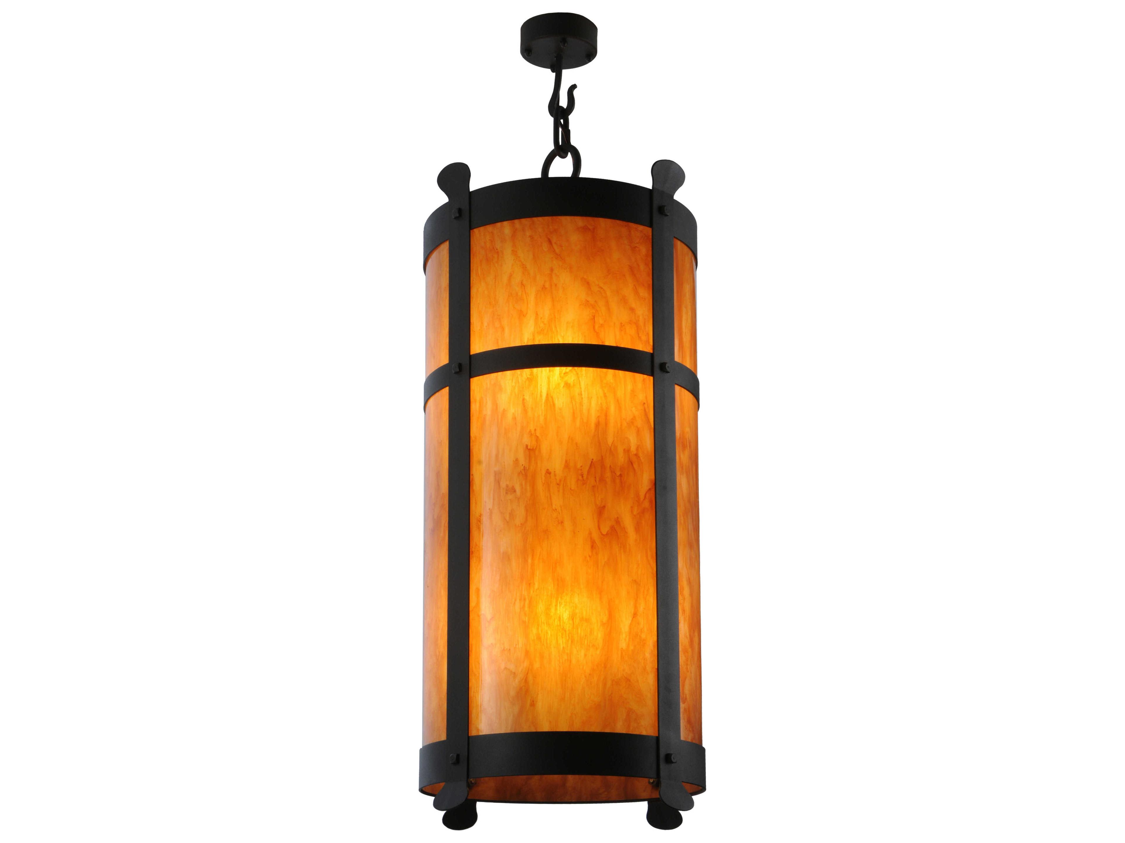Gothic 6-Light Black Cylinder Lantern Pendant