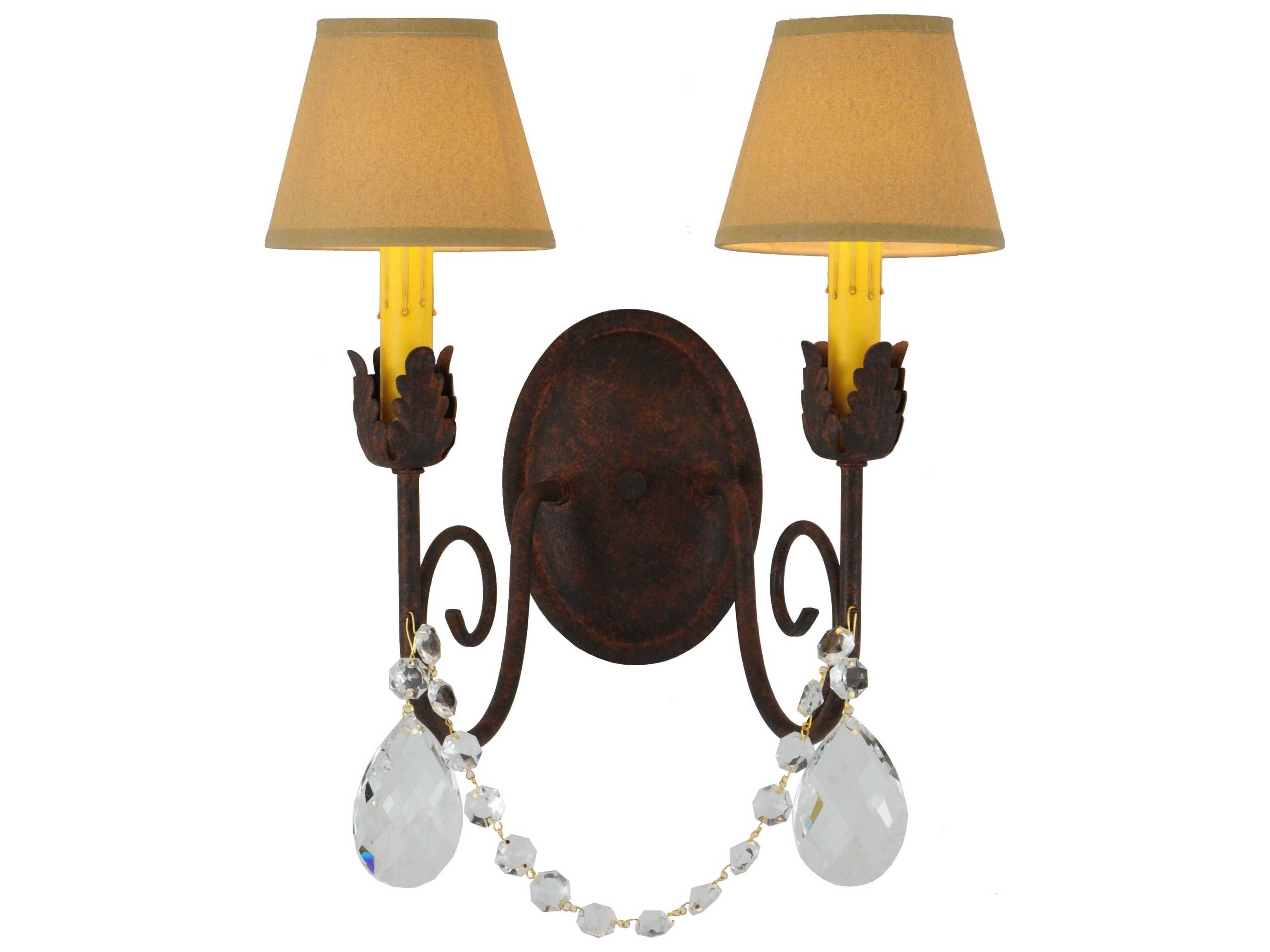 Gothic 2-Light Brown Crystal Wall Sconce