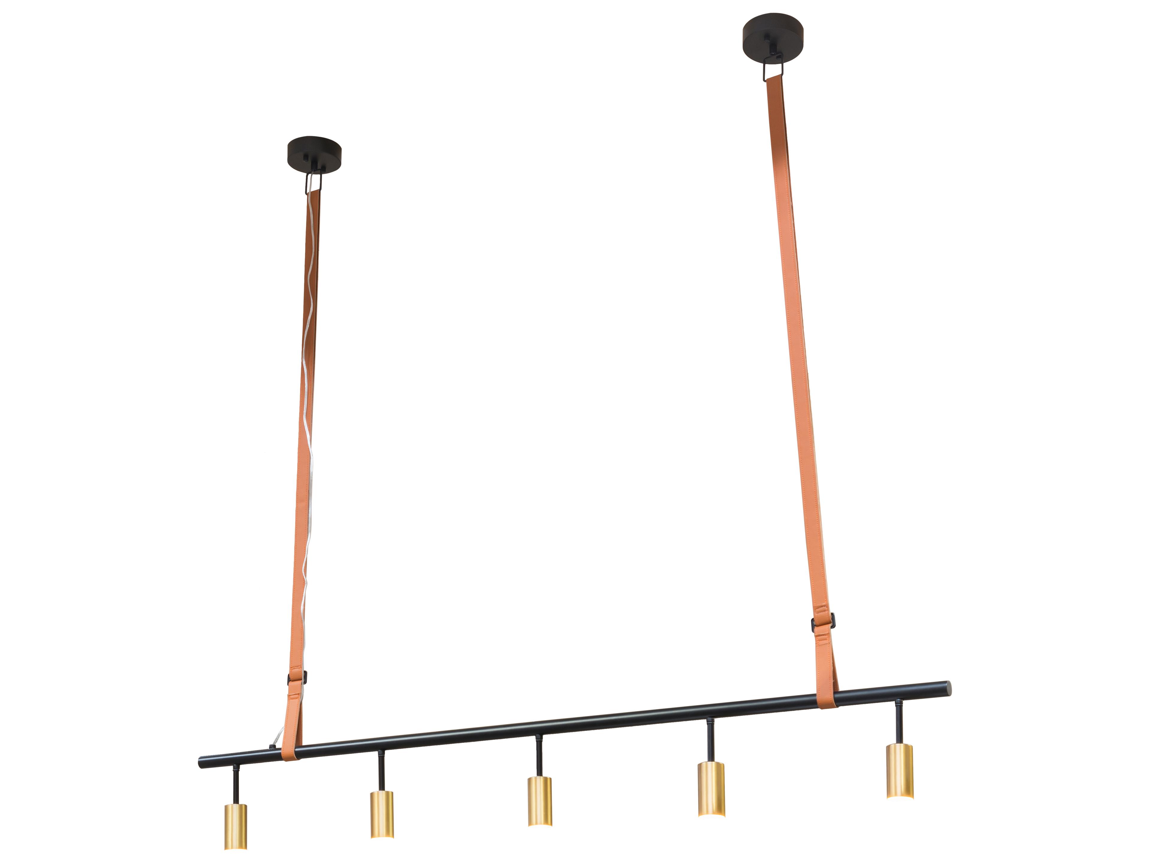 Graton 5-Light Satin Brass Black LED Linear Island Pendant