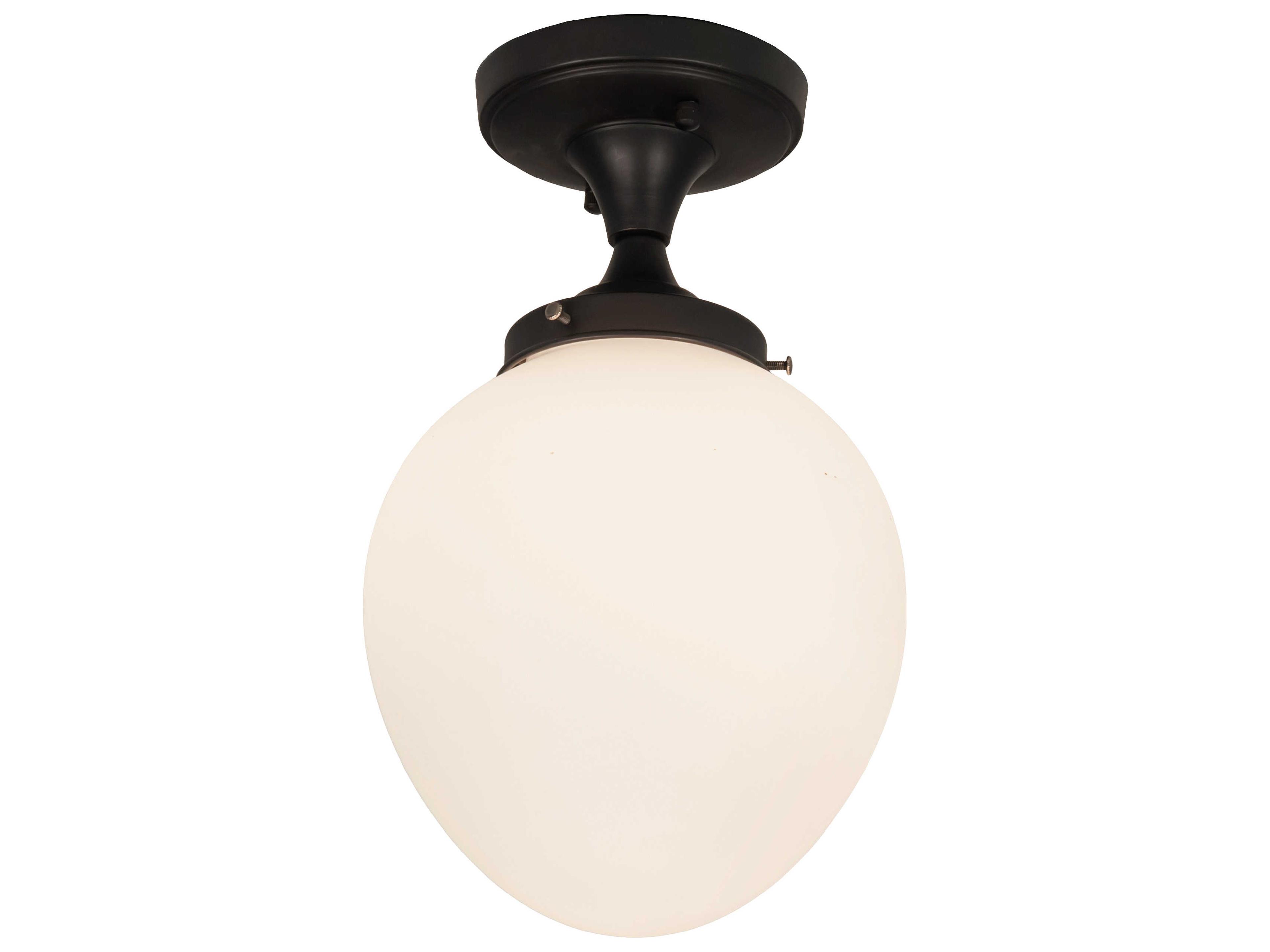 Huevo 1-Light Craftsman Brown Glass Flush Mount