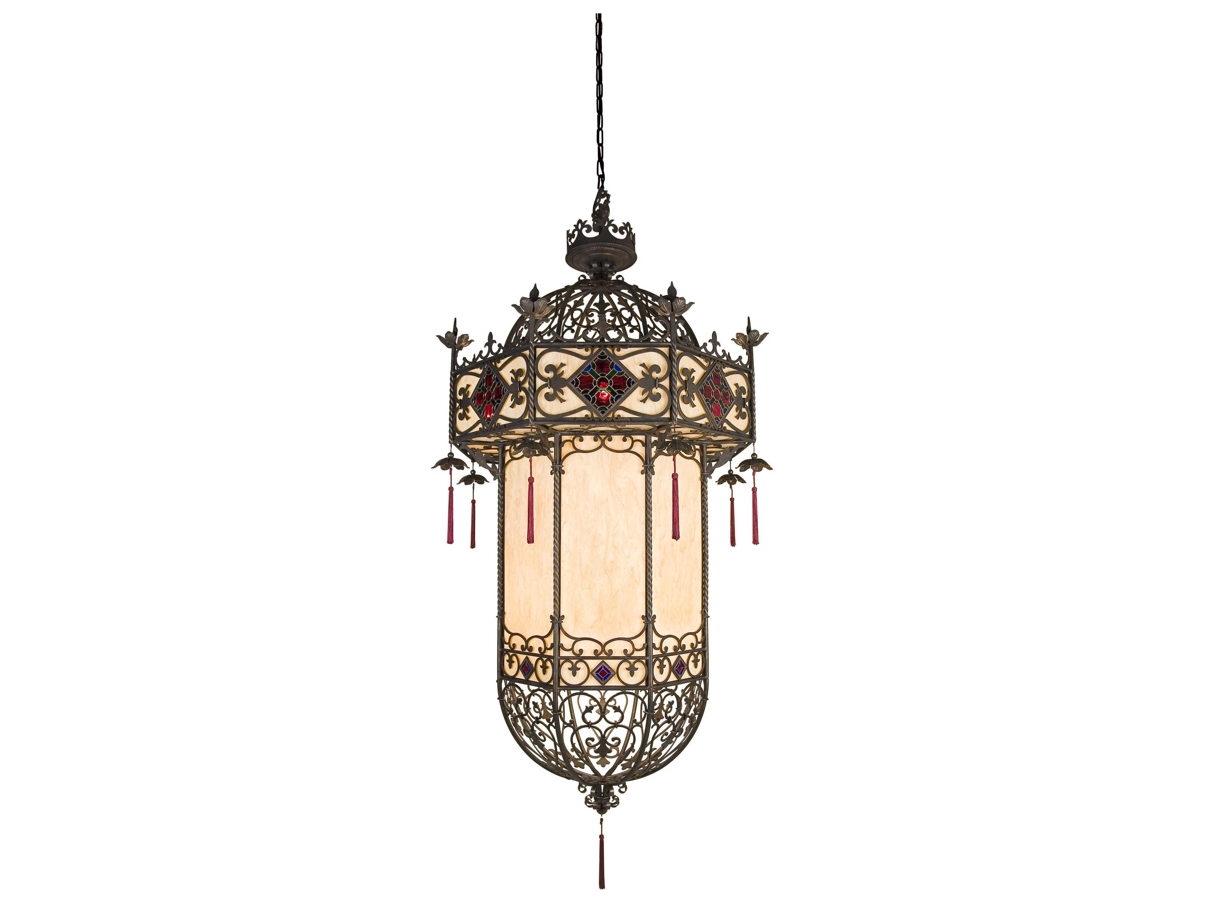 Indra 16-Light Gilded Tobacco Brown Glass Bell Pendant