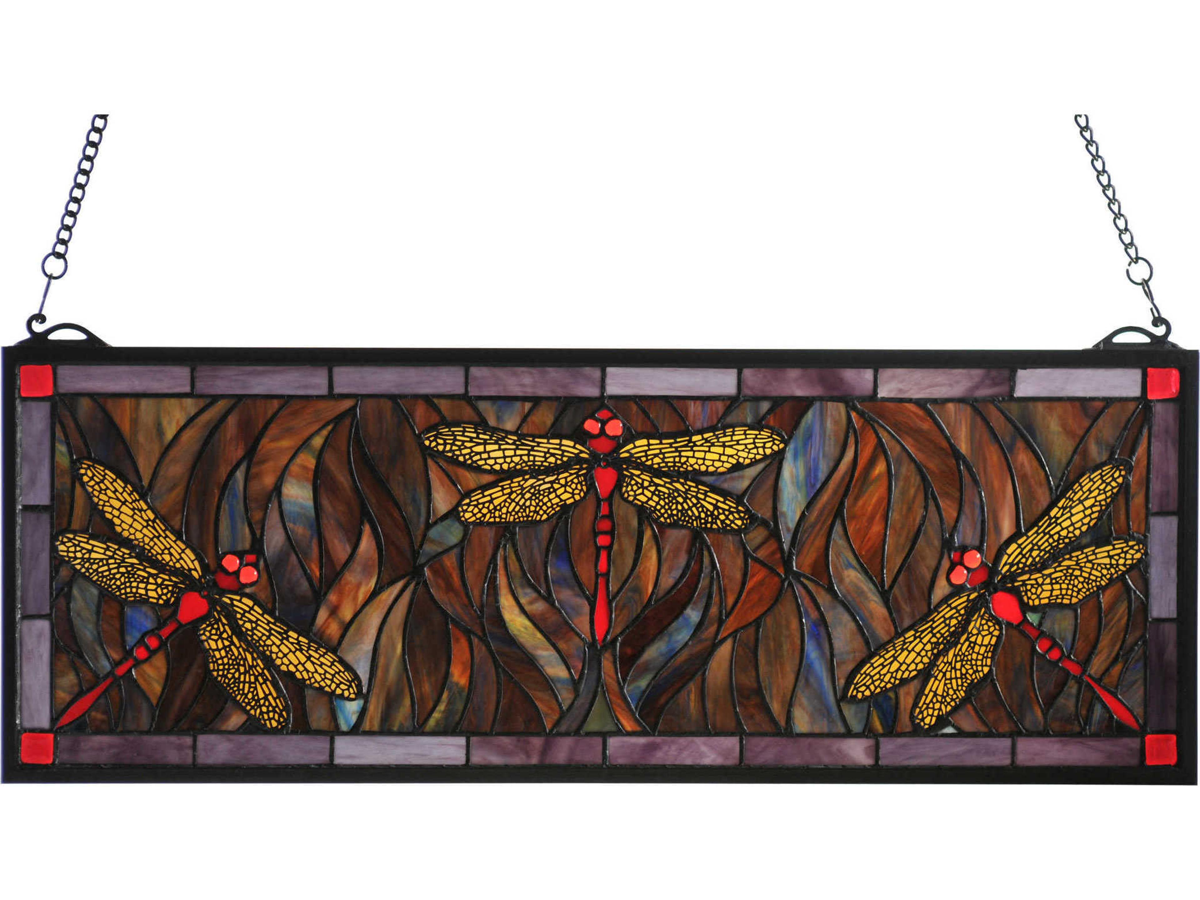 Dragonfly Trio Stained Glass Window