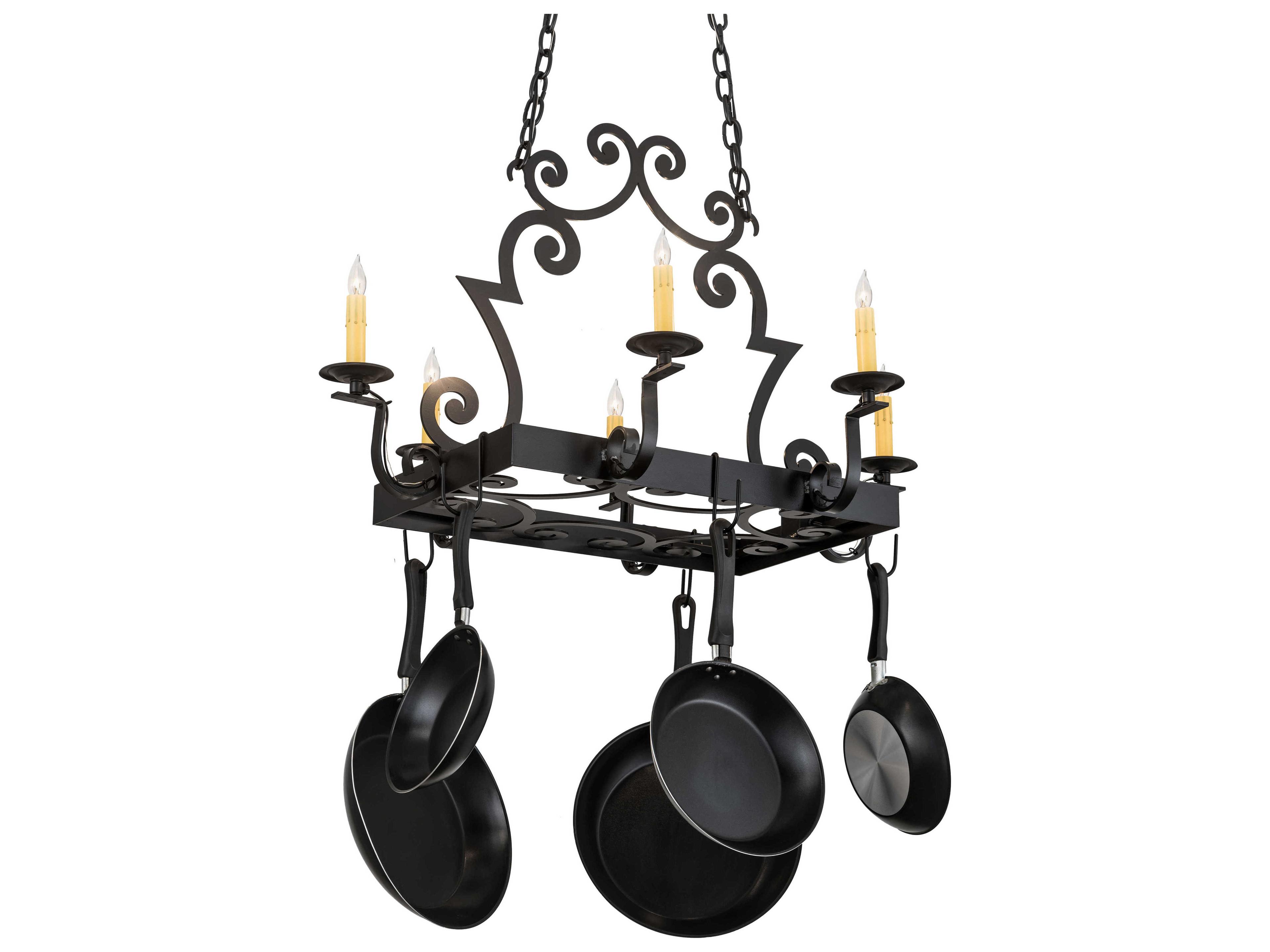 Elara 6-Light Black Glass Island Pendant