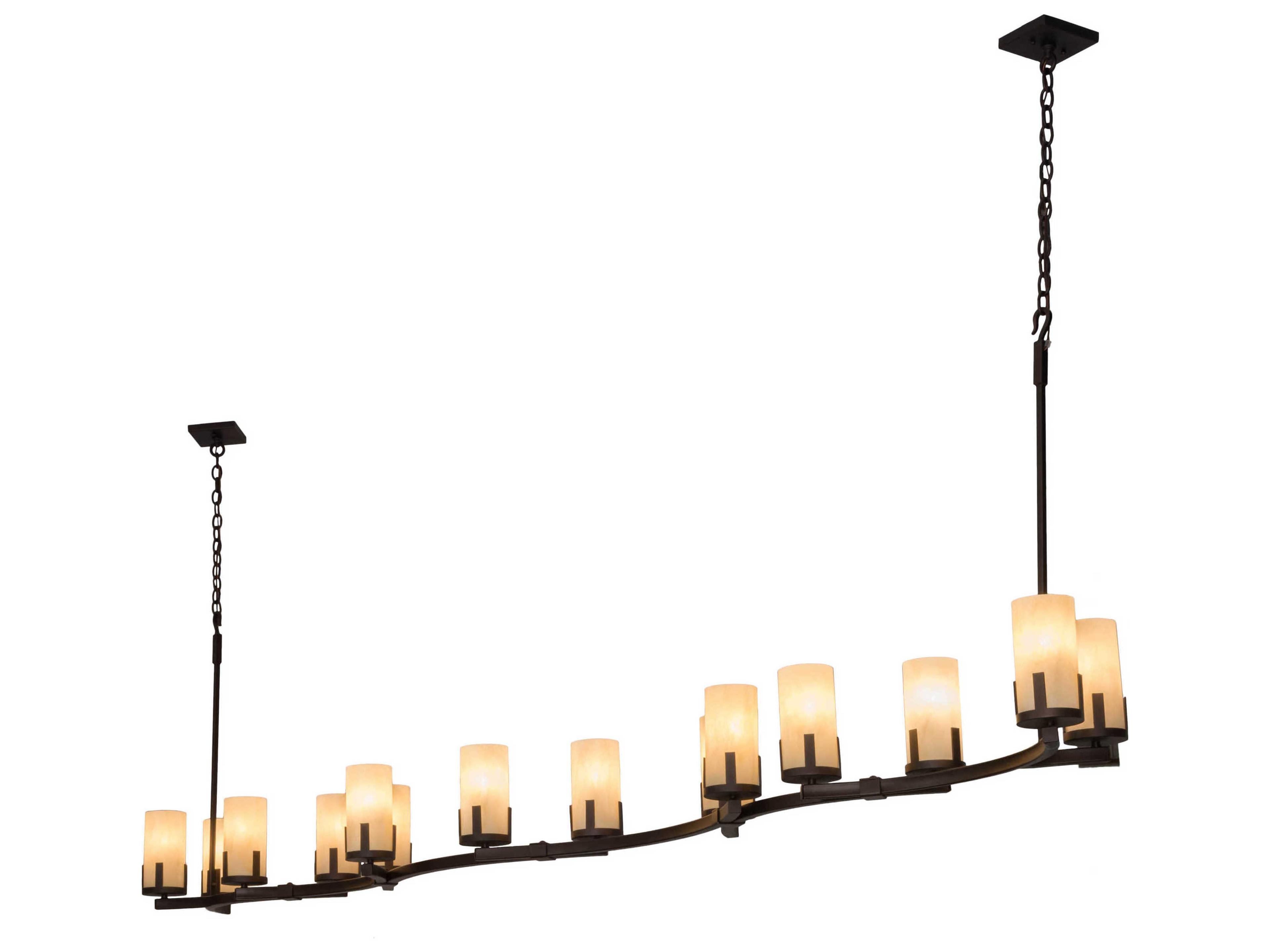 Cero 14-Light Bronze Glass Cylinder Island Pendant