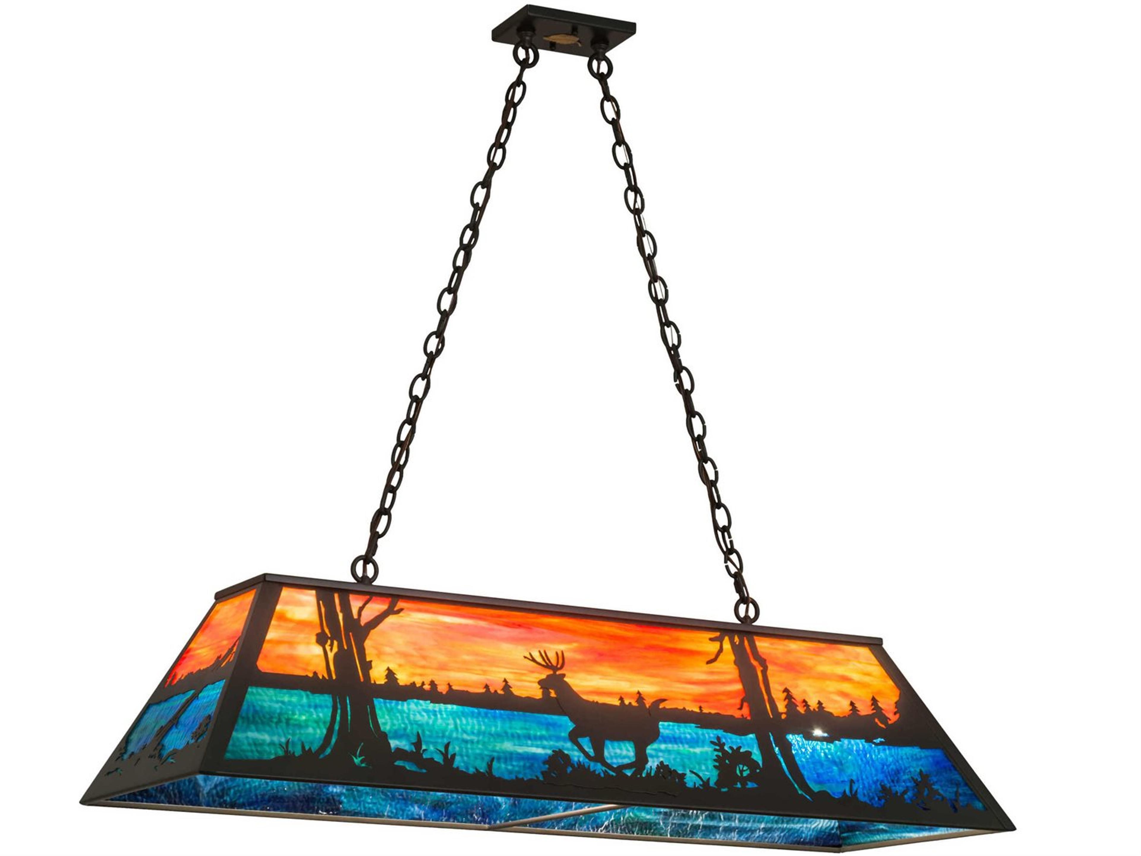 6-Light Bronze Glass Island Pendant