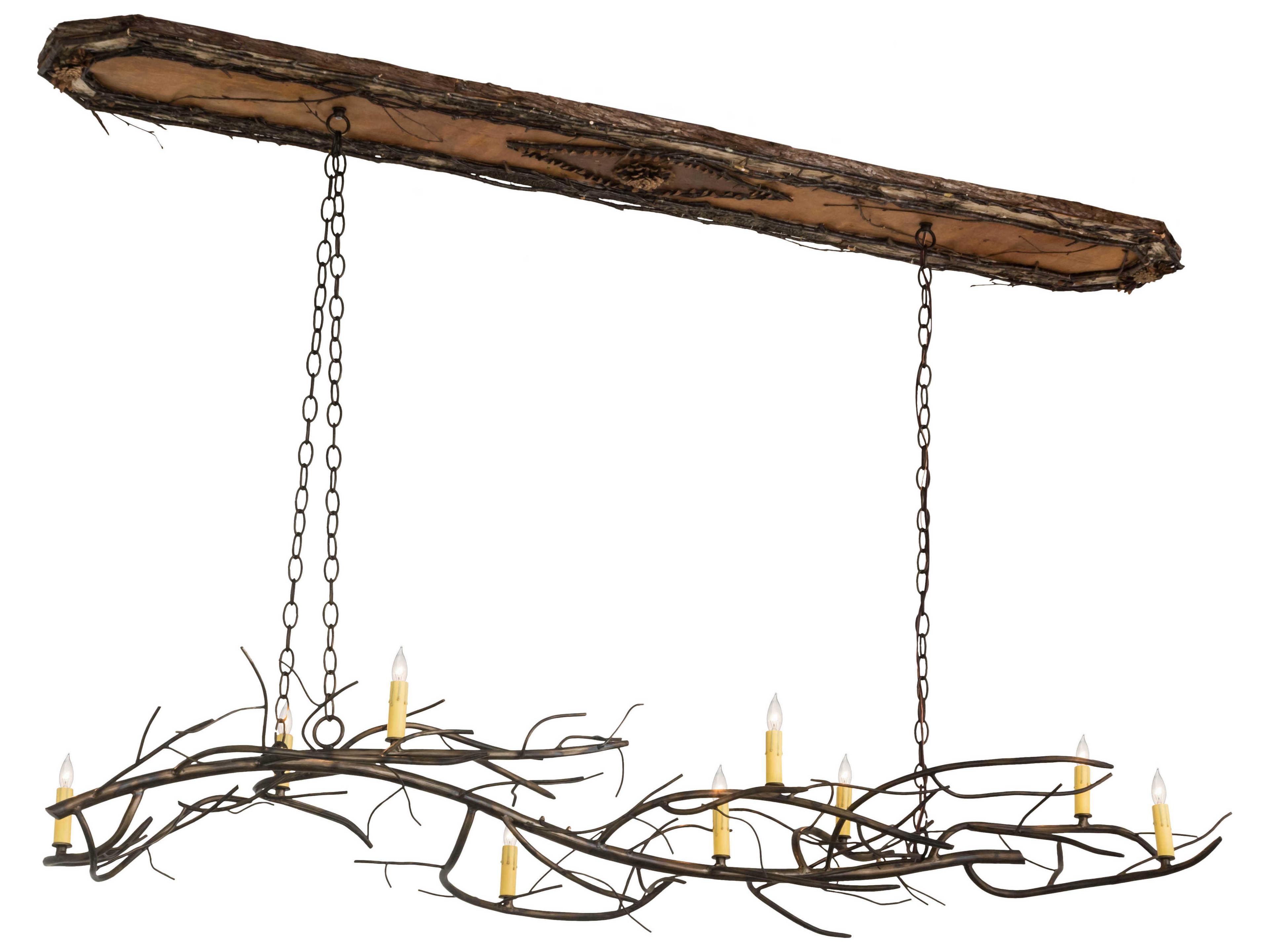 9-Light Copper Glass Island Pendant