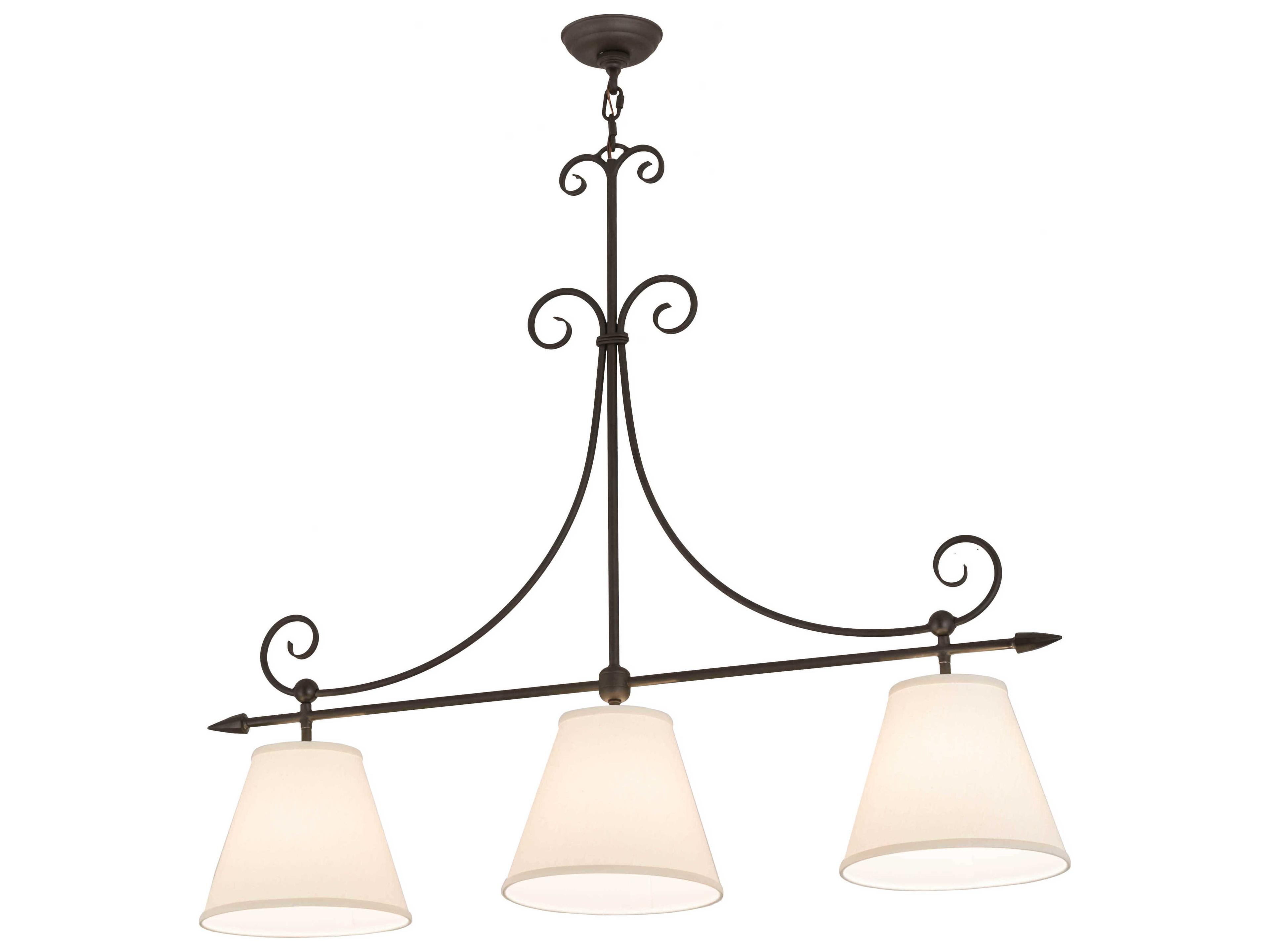 3-Light Bronze Glass Empire Island Pendant