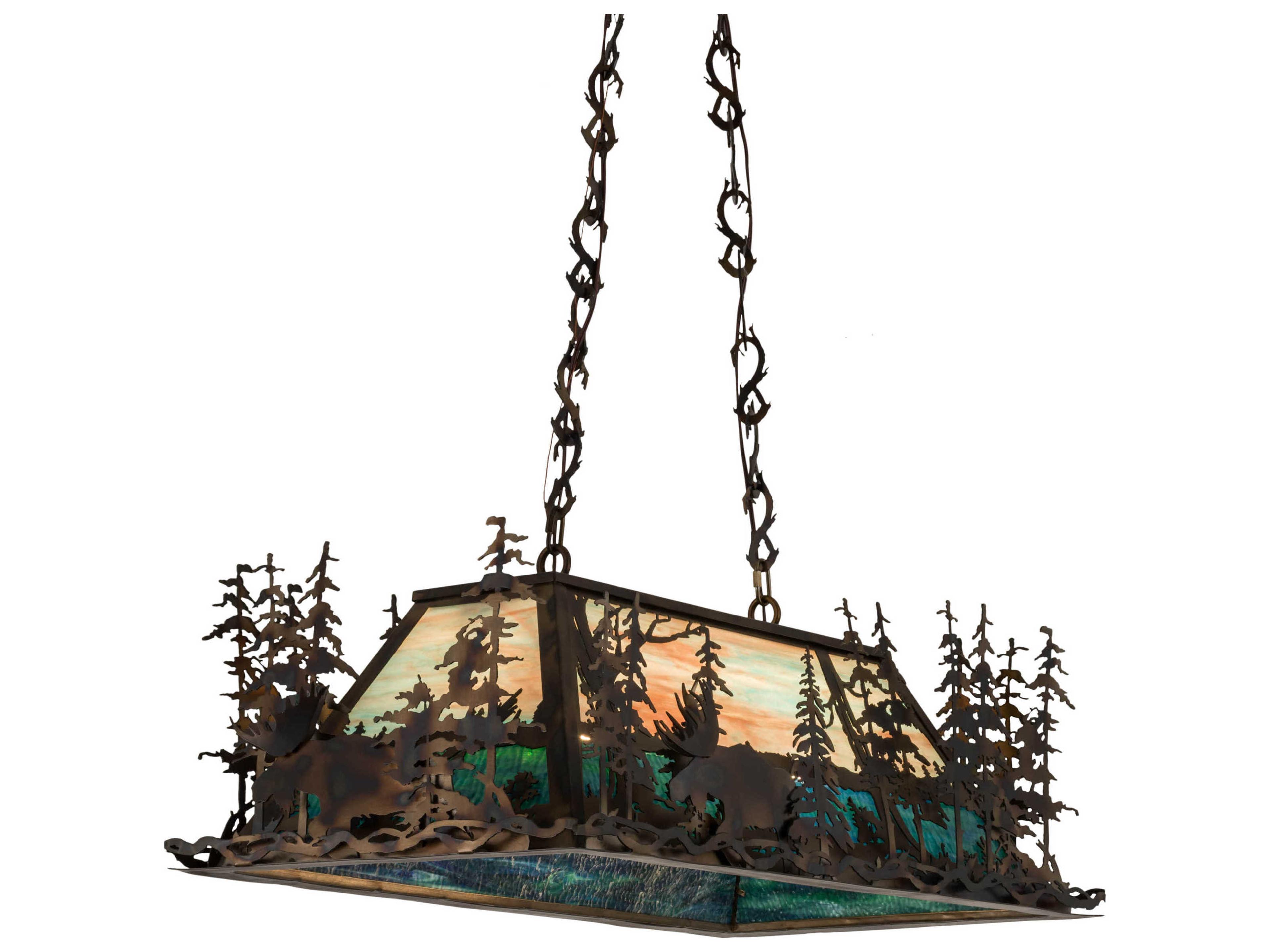 6-Light Blue Glass Island Pendant