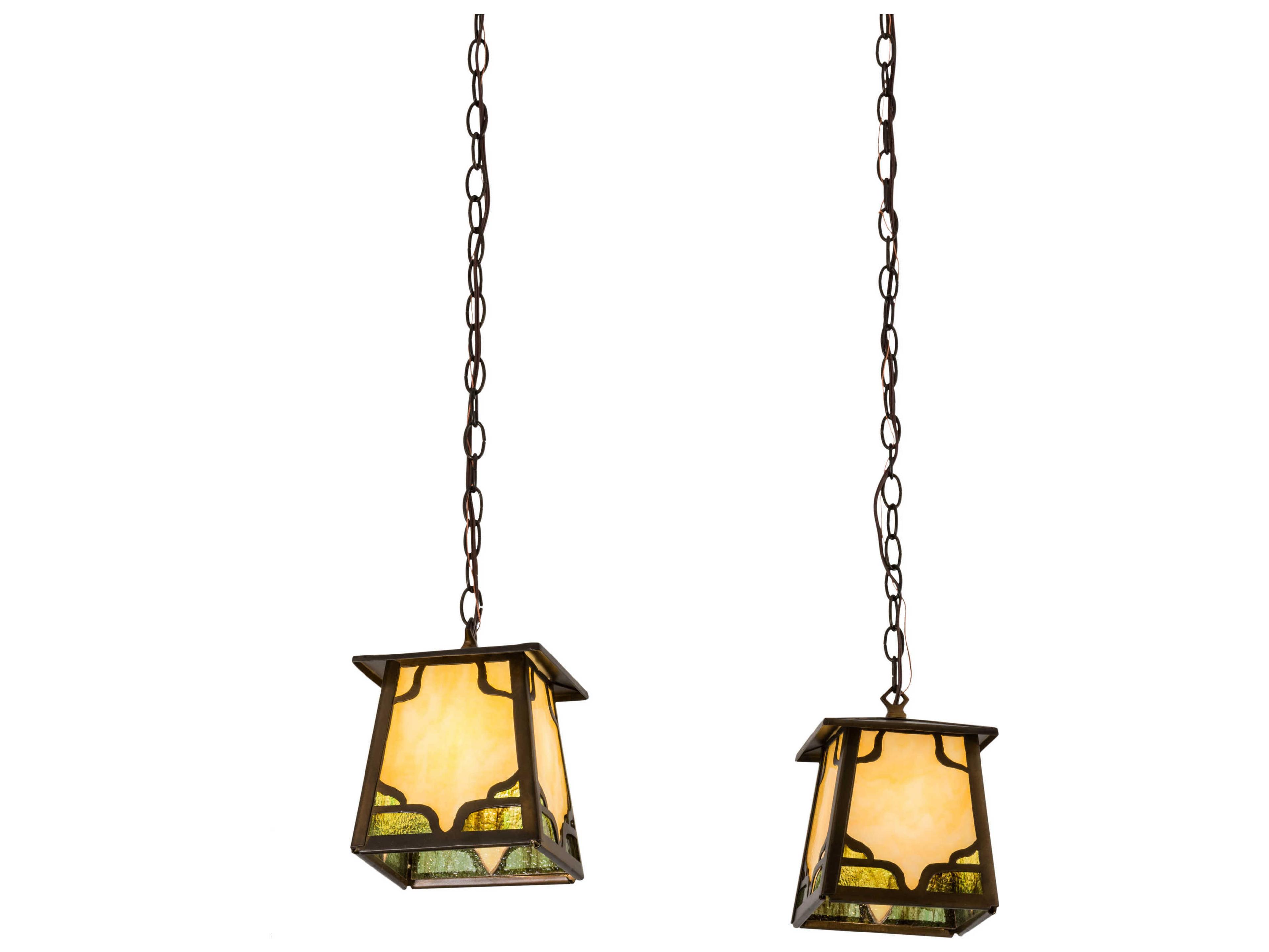 2-Light Copper Glass Island Pendant