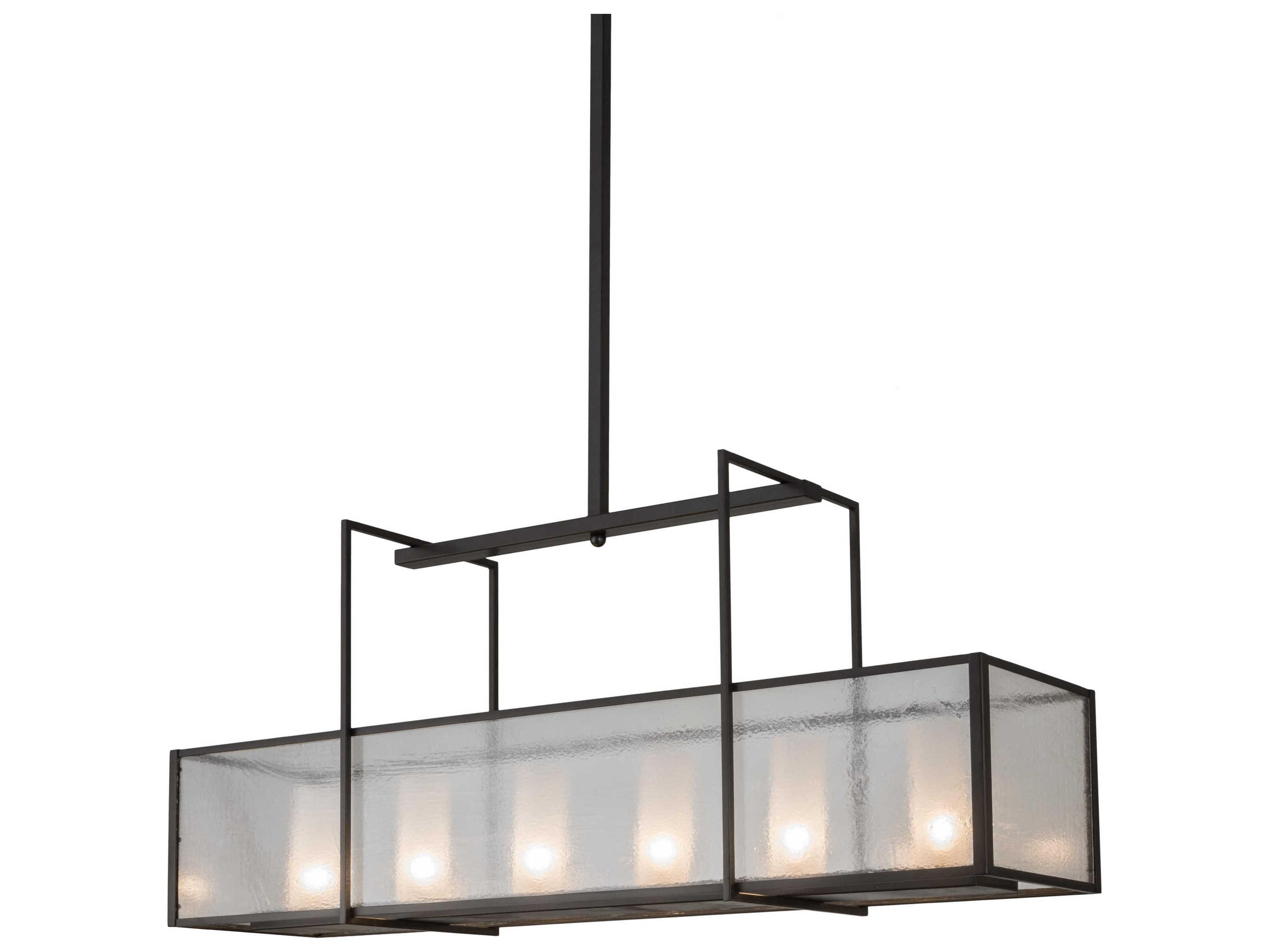 Nelson 6-Light Bronze Glass Geometric Island Pendant