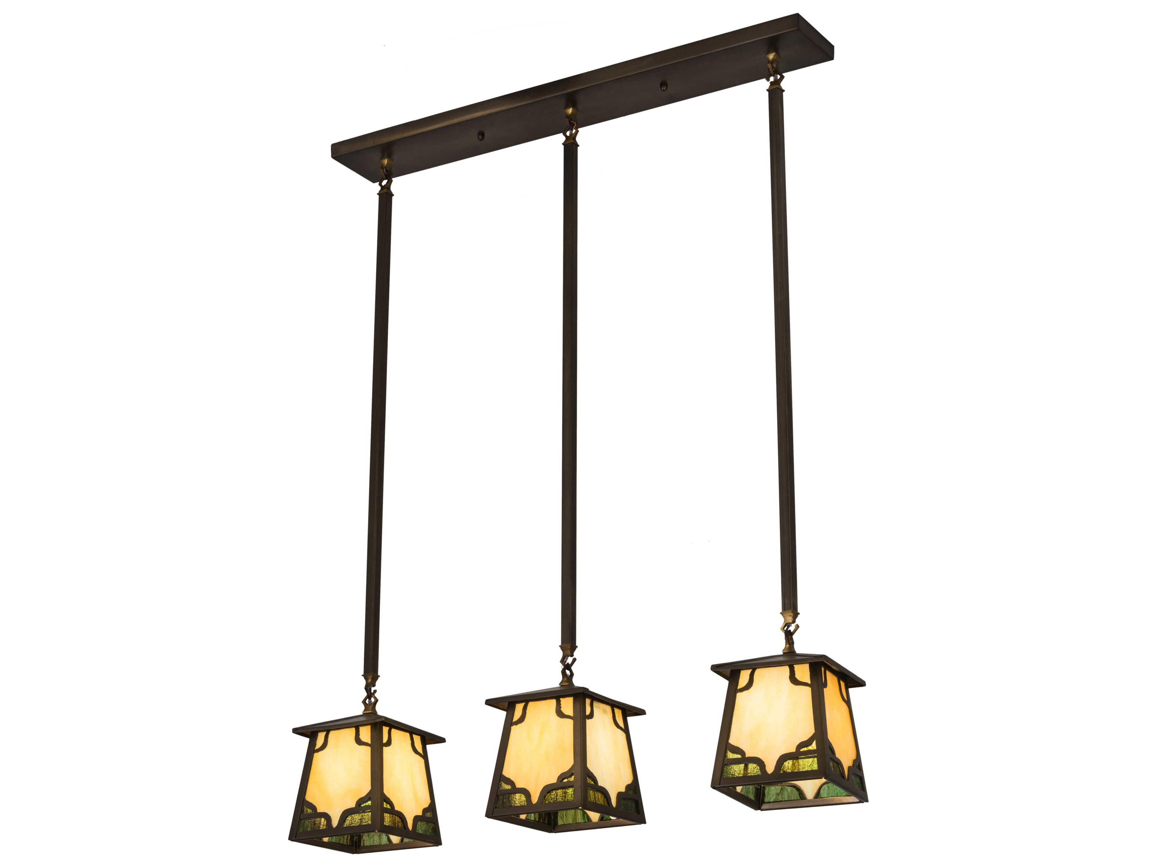 3-Light Copper Glass Island Pendant