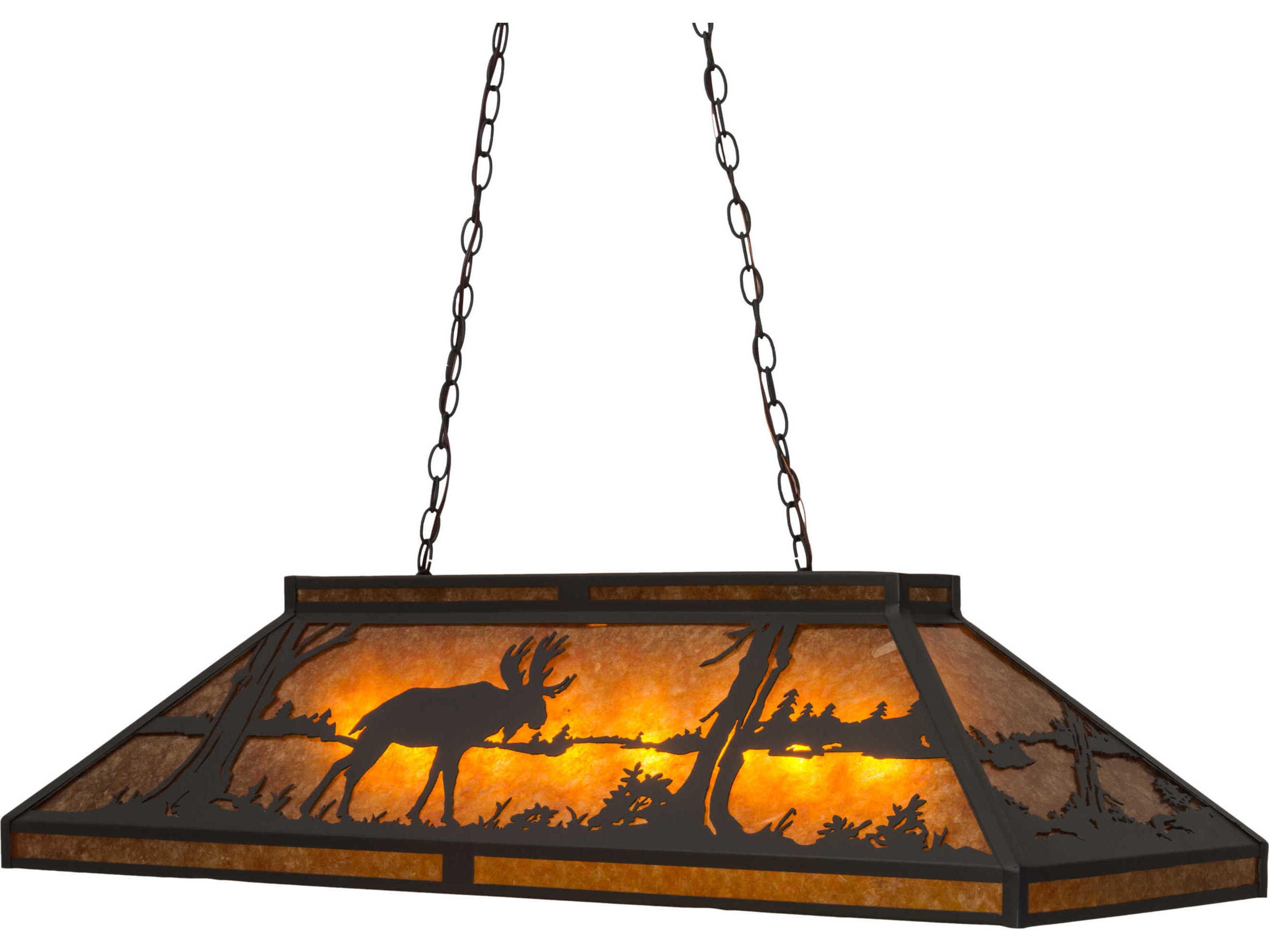 9-Light Black Glass Island Pendant