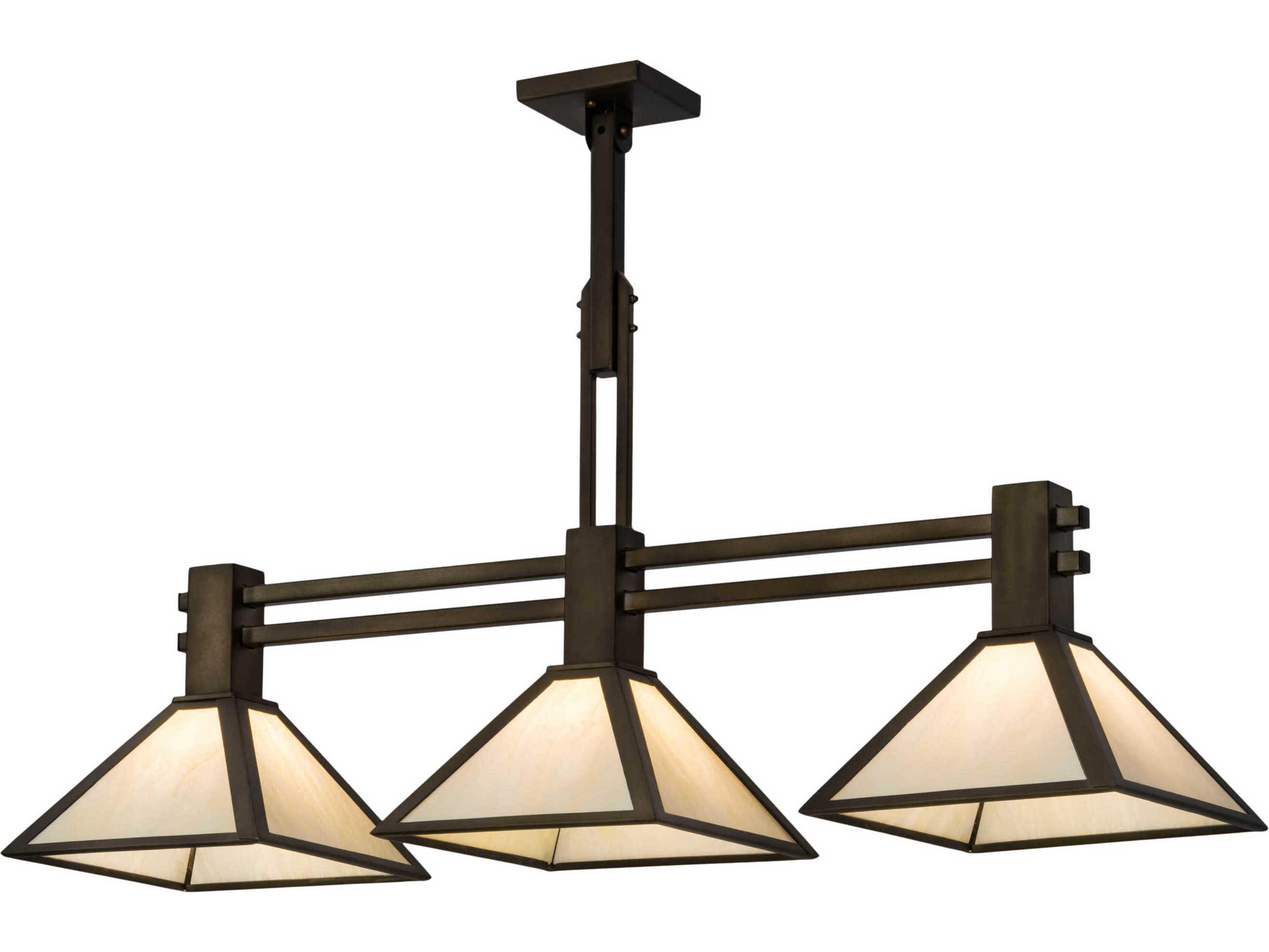 3-Light Copper Glass Island Pendant