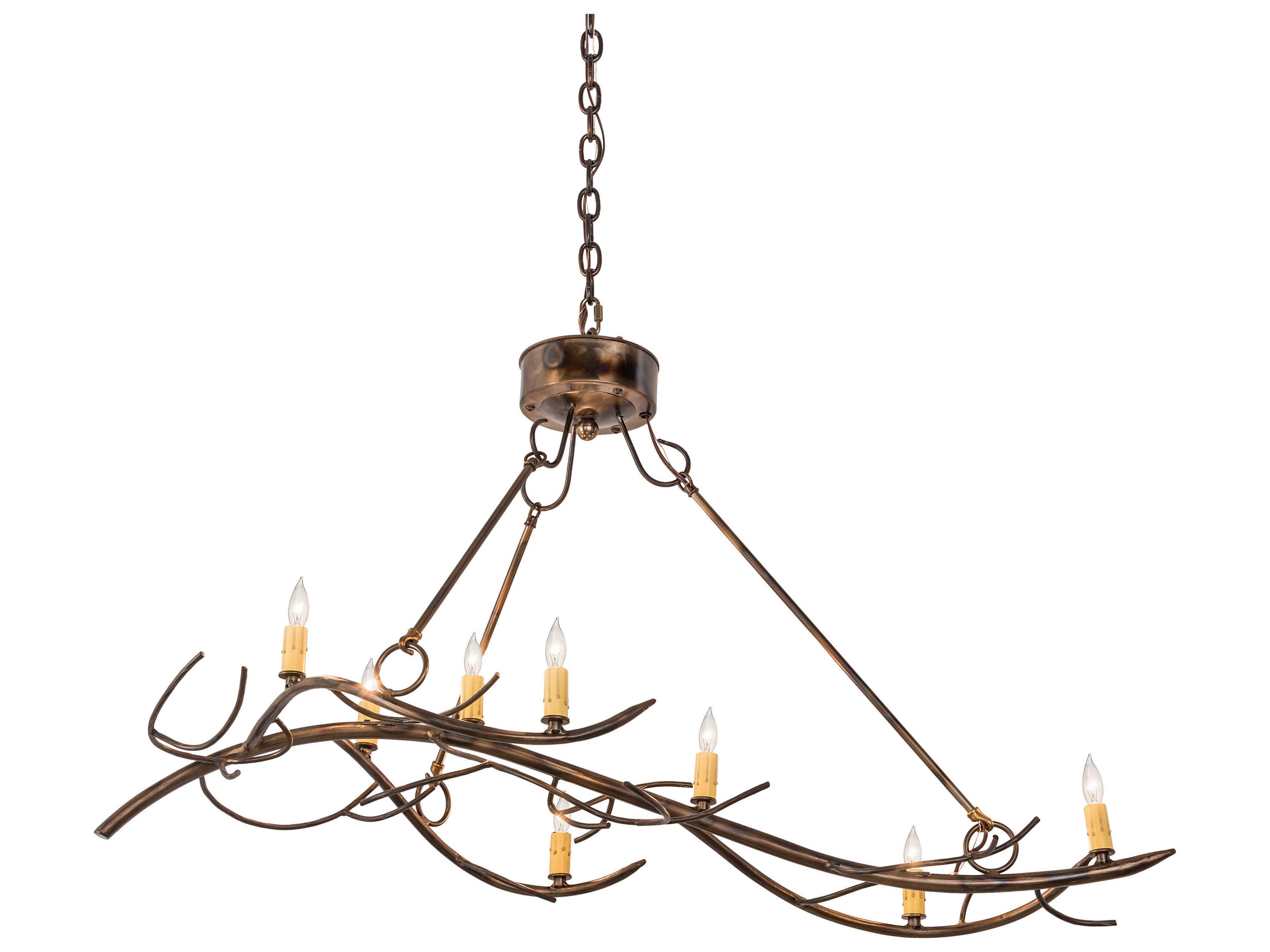 8-Light Copper Glass Island Pendant