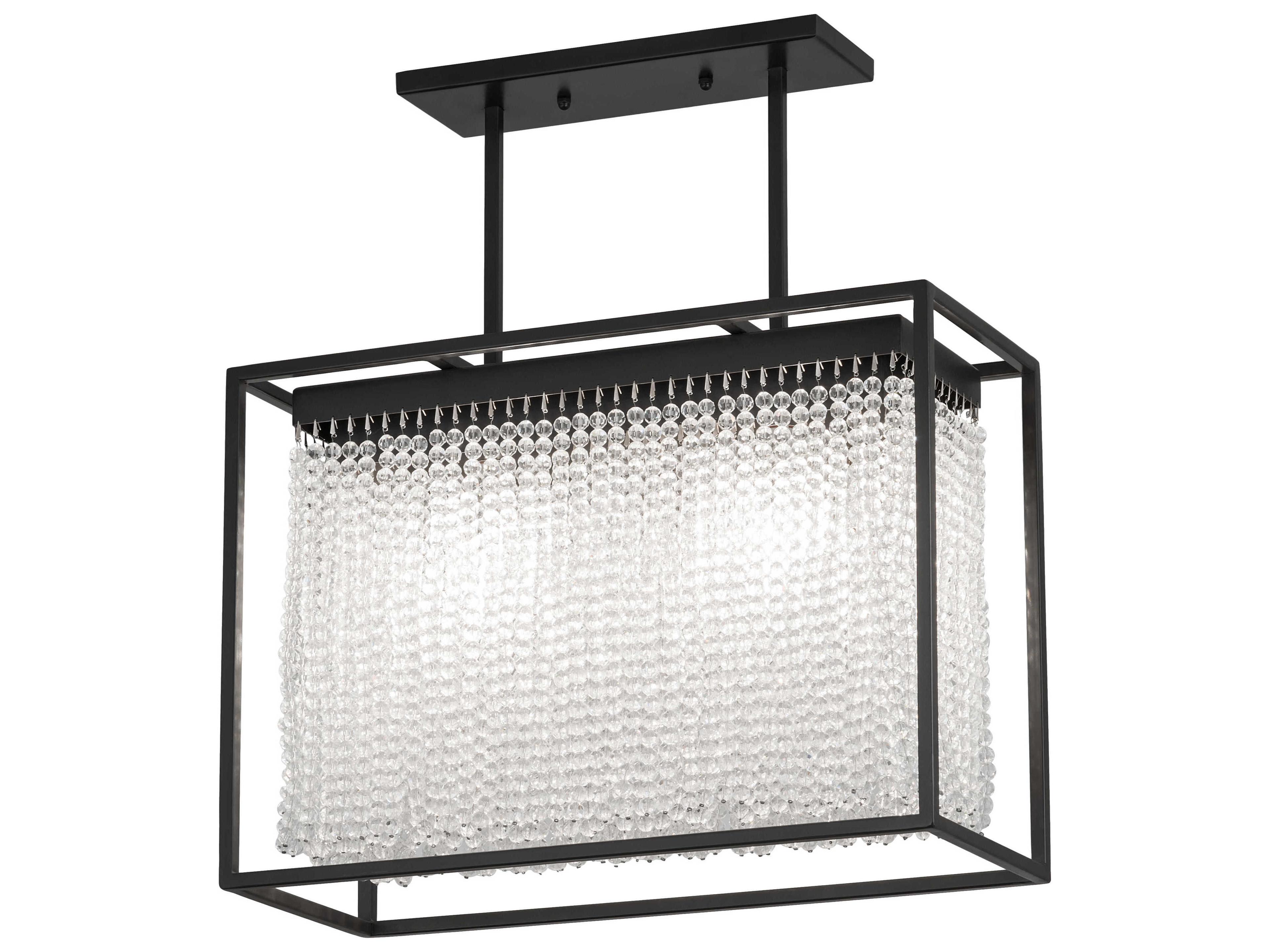 2-Light Bronze Crystal Glass Island Pendant