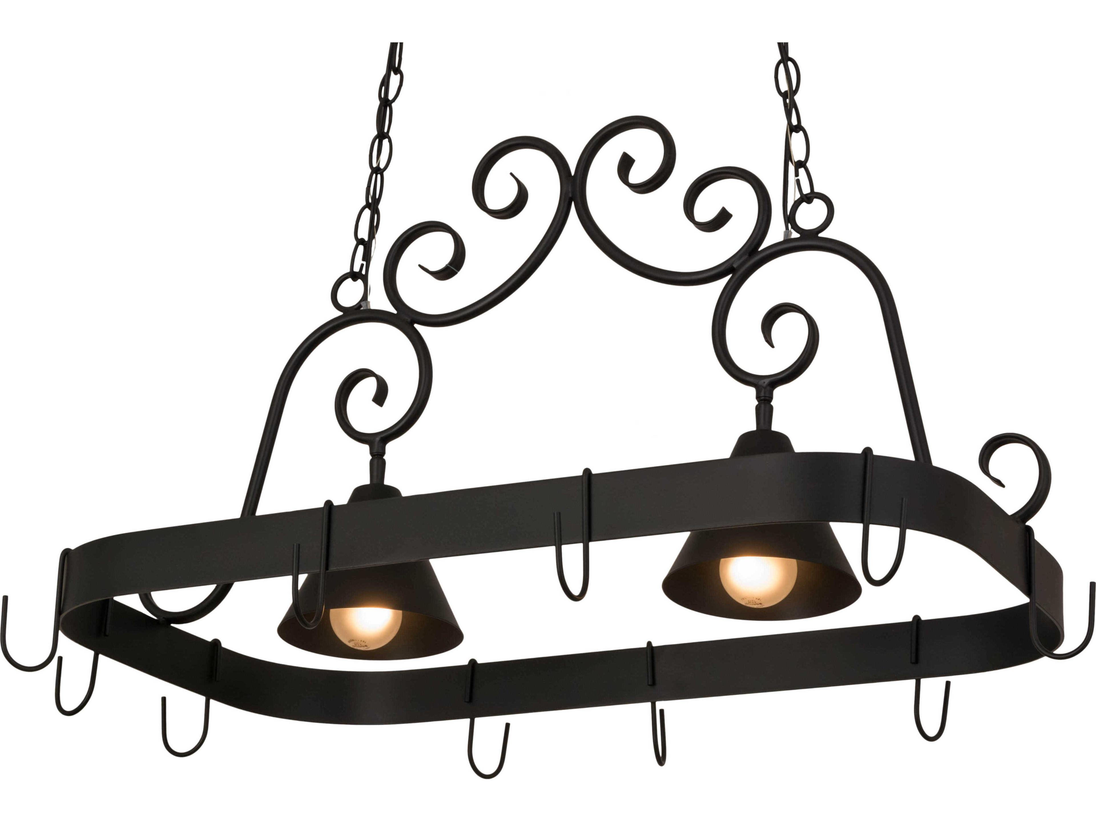 2-Light Black Glass Island Pendant