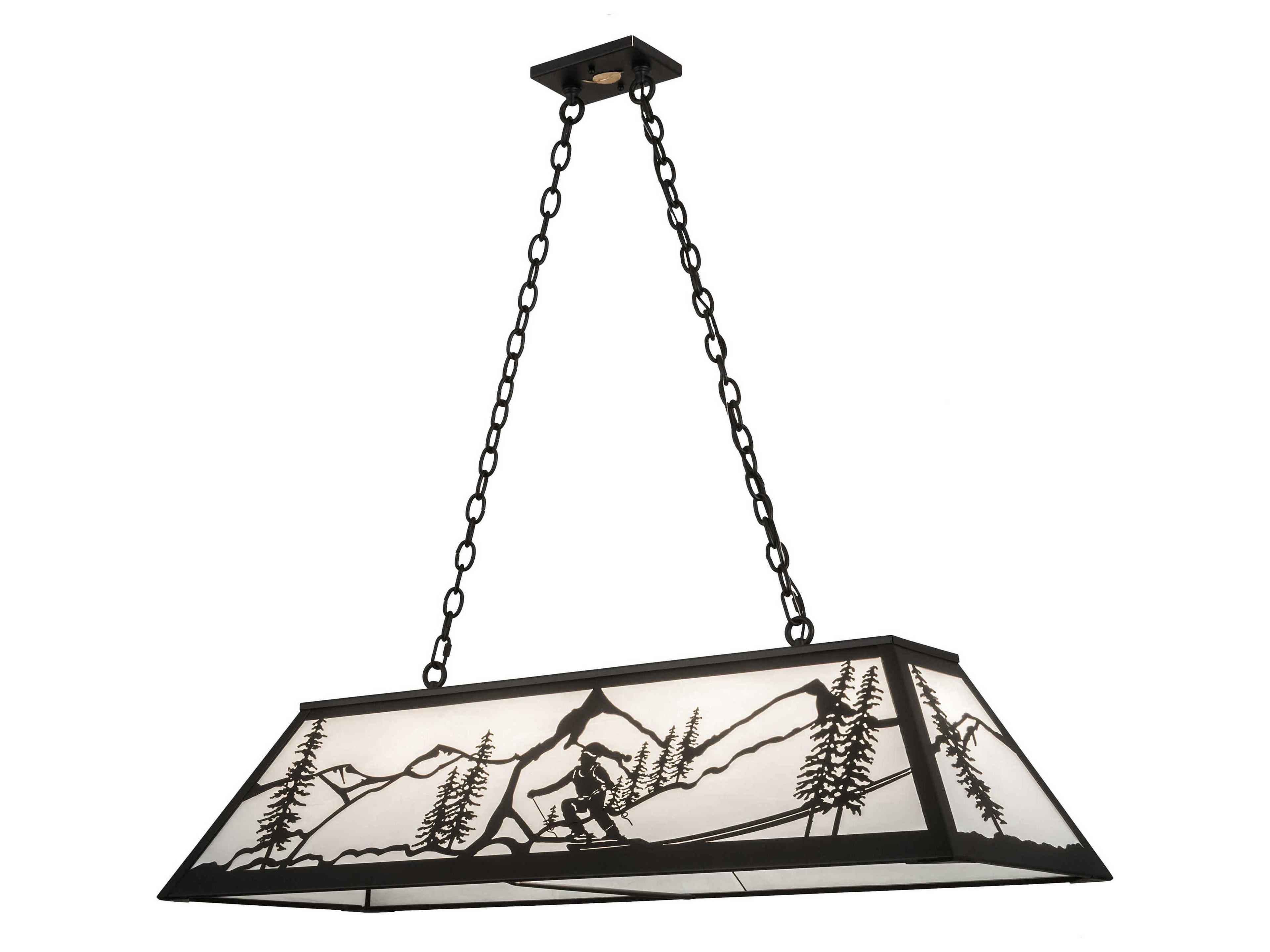 Alpine 6-Light Black Glass Island Pendant