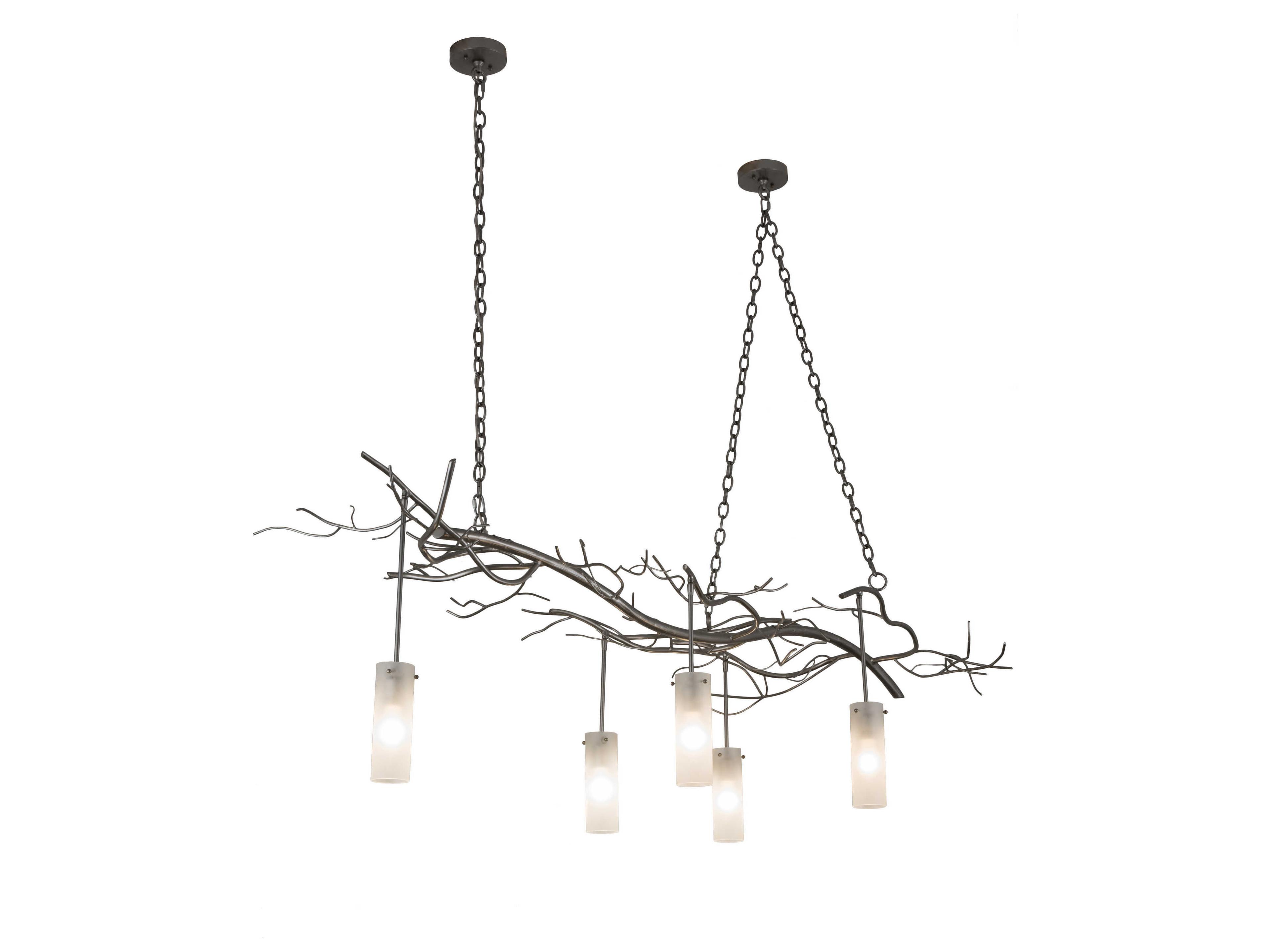 5-Light Nickel Glass Cylinder Island Pendant