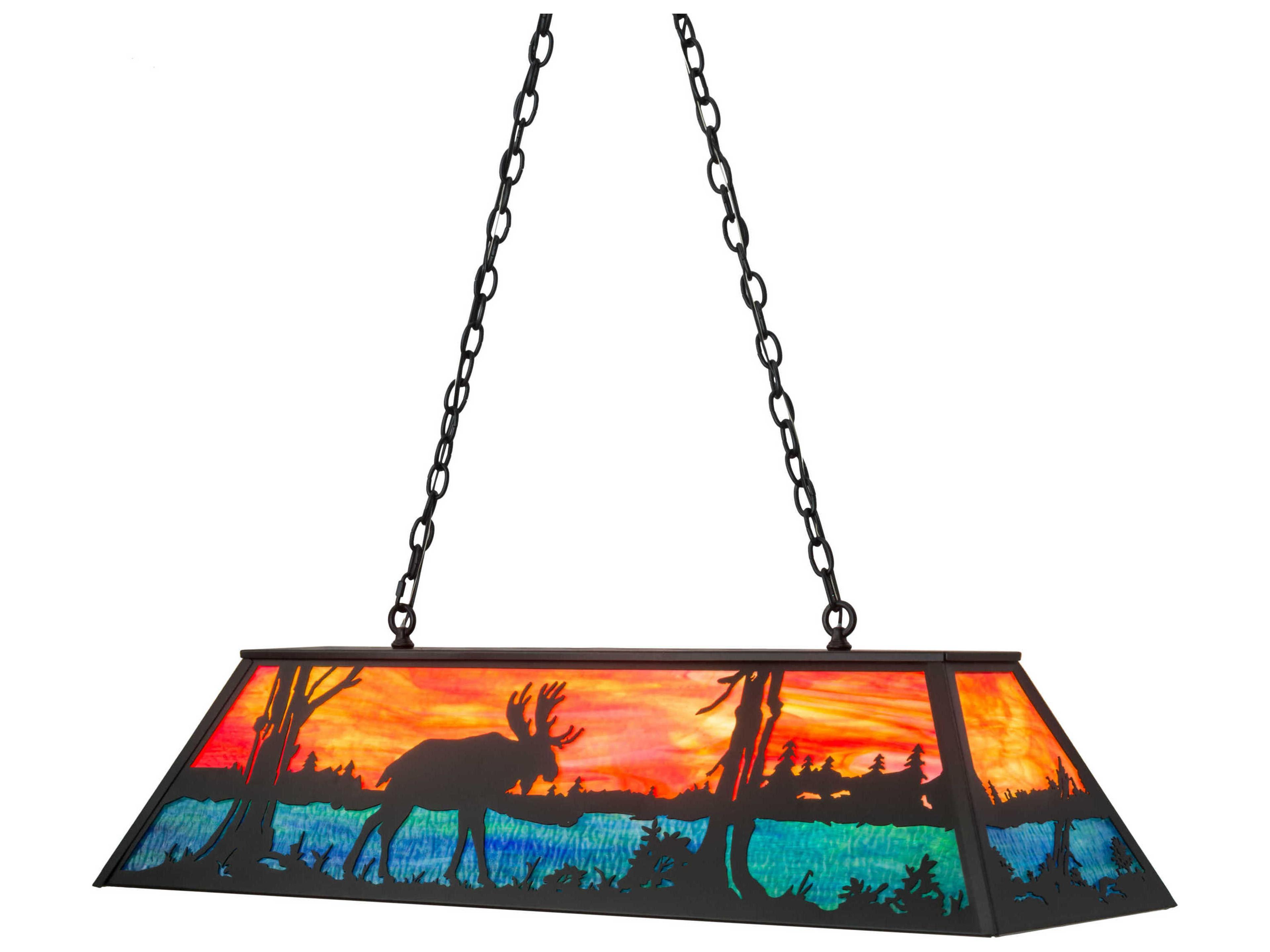 Meyda 6-Light Black Glass Island Pendant