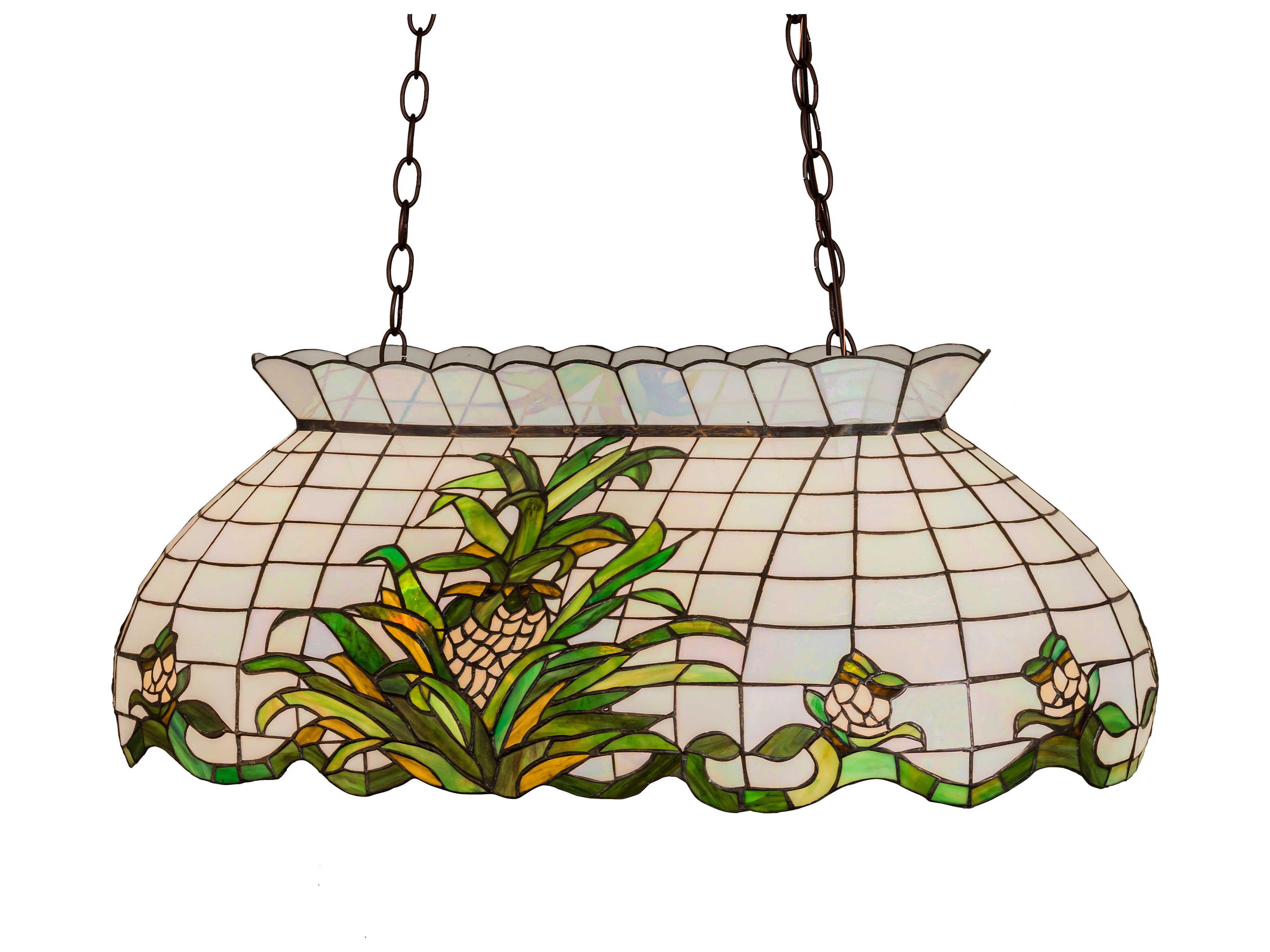 3-Light Brown Glass Tiffany Island Pendant