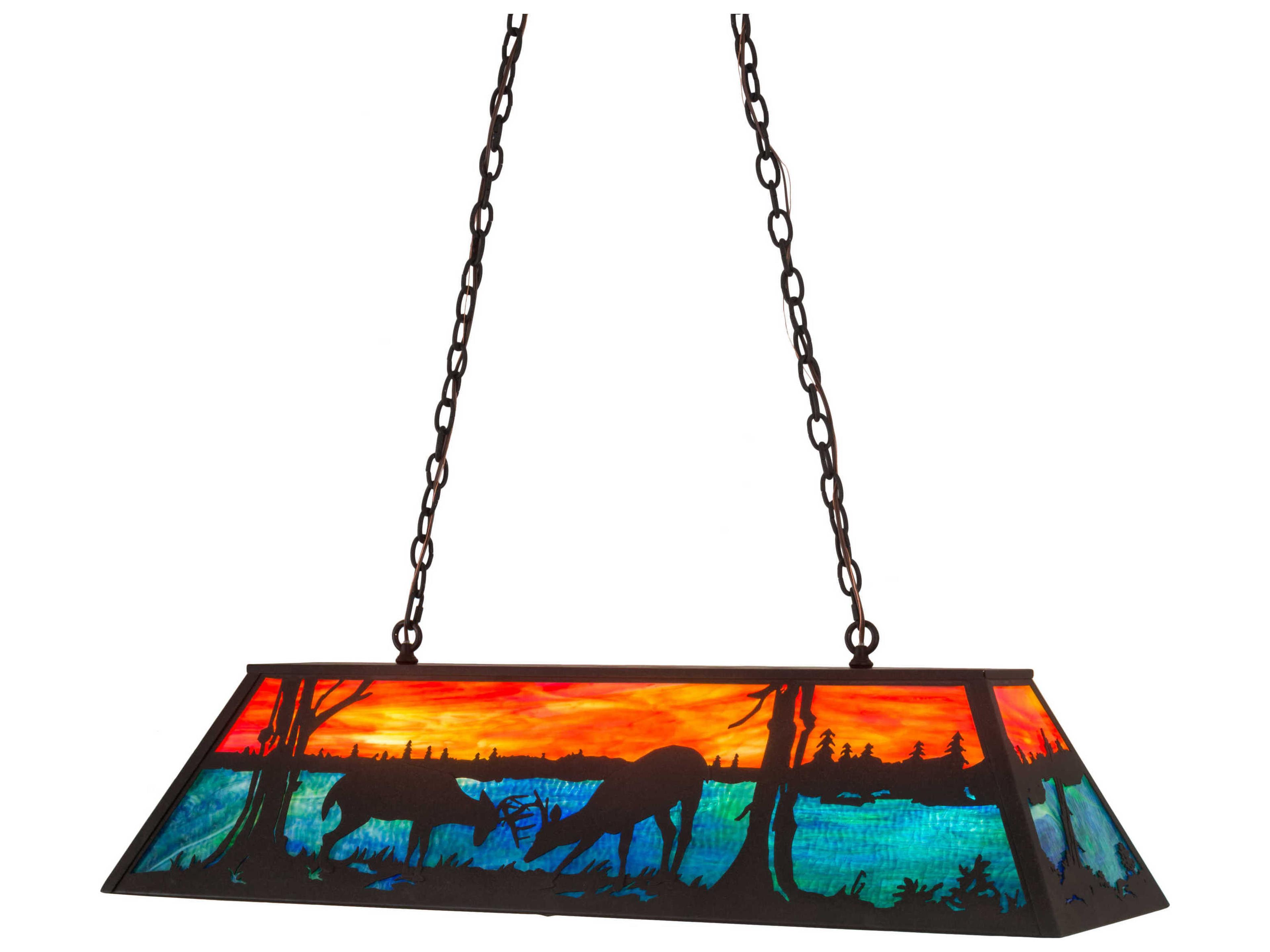 6-Light Black Glass Island Pendant