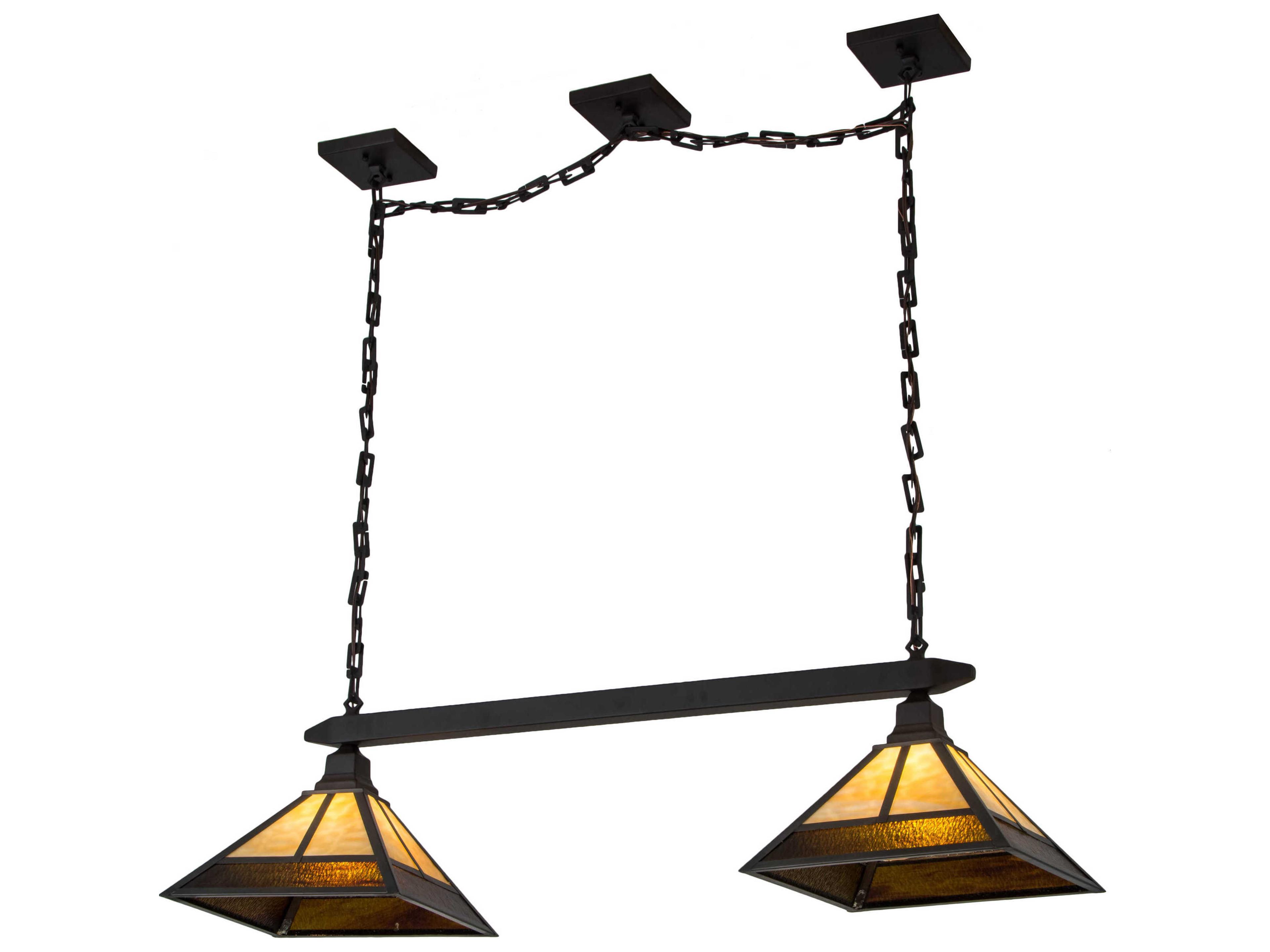 2-Light Bronze Glass Island Pendant