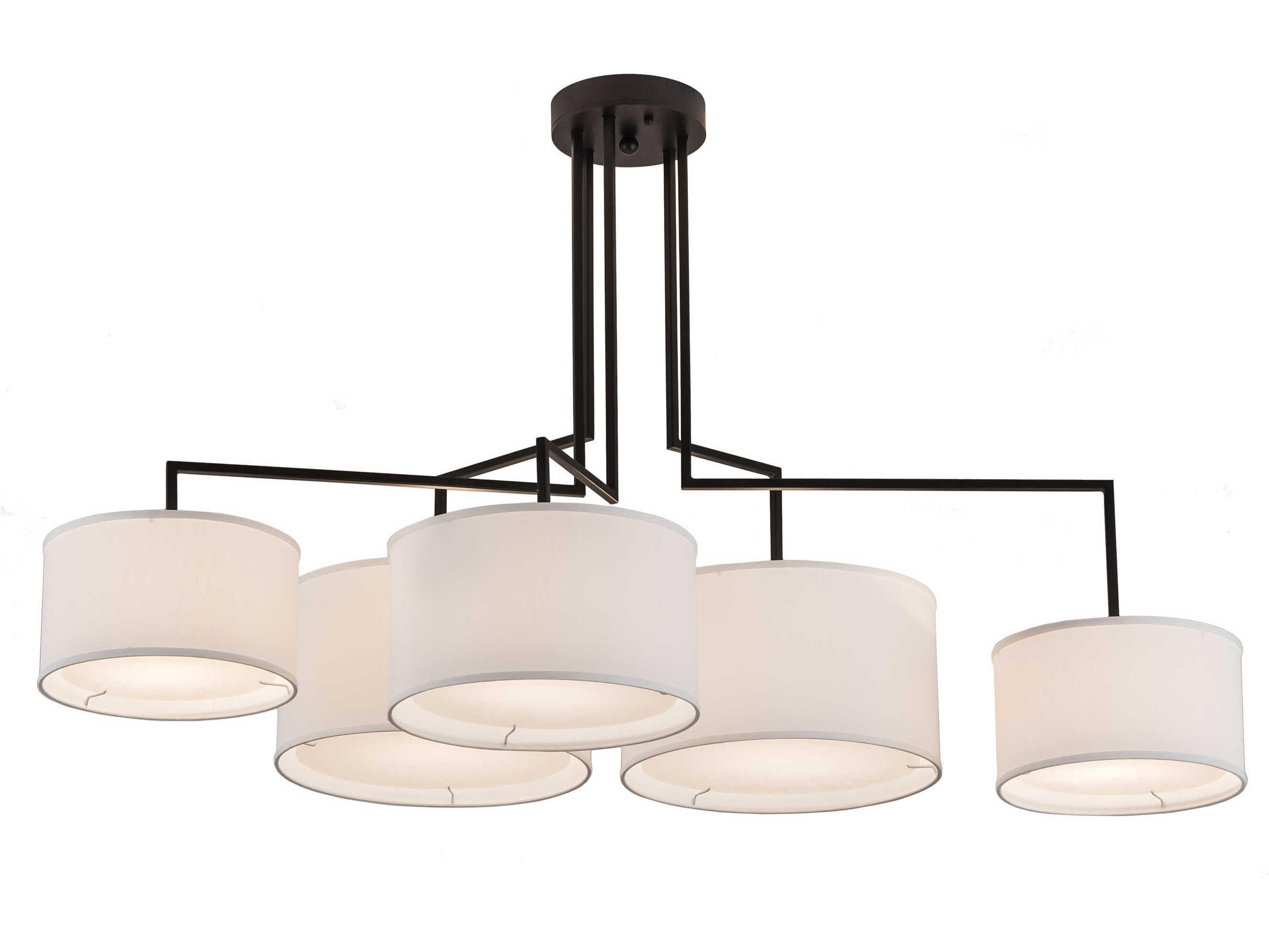 Meyda 5-Light Black Glass Drum Island Pendant