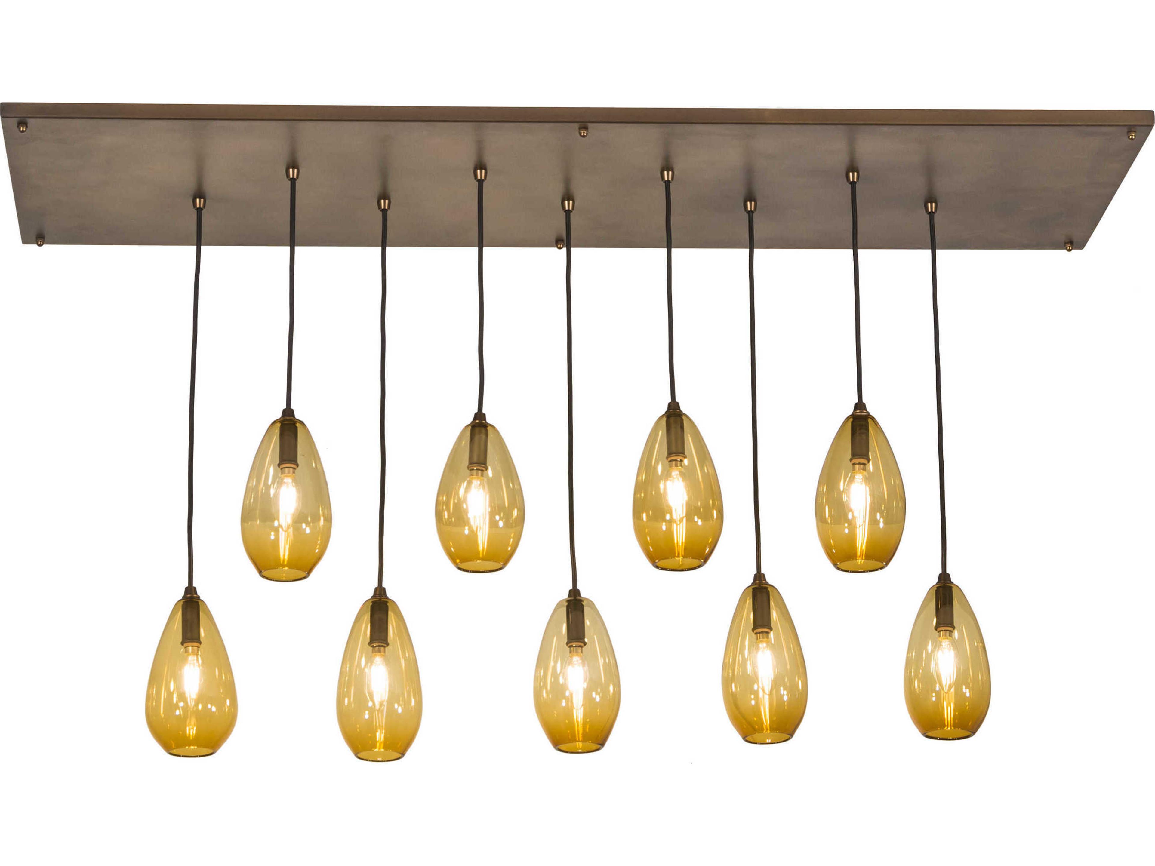 9-Light Copper Glass Island Pendant