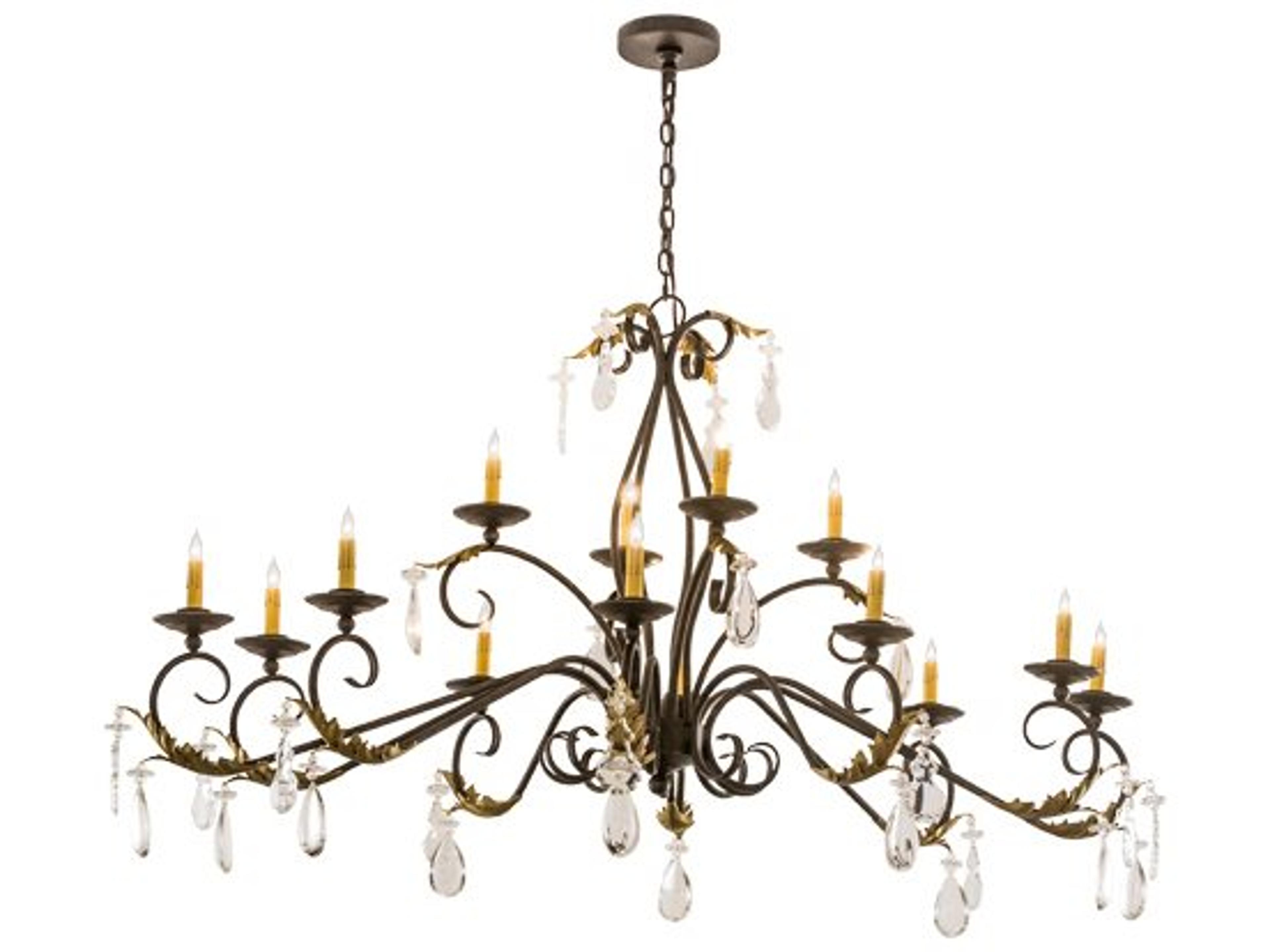 14-Light Bronze Glass Island Pendant