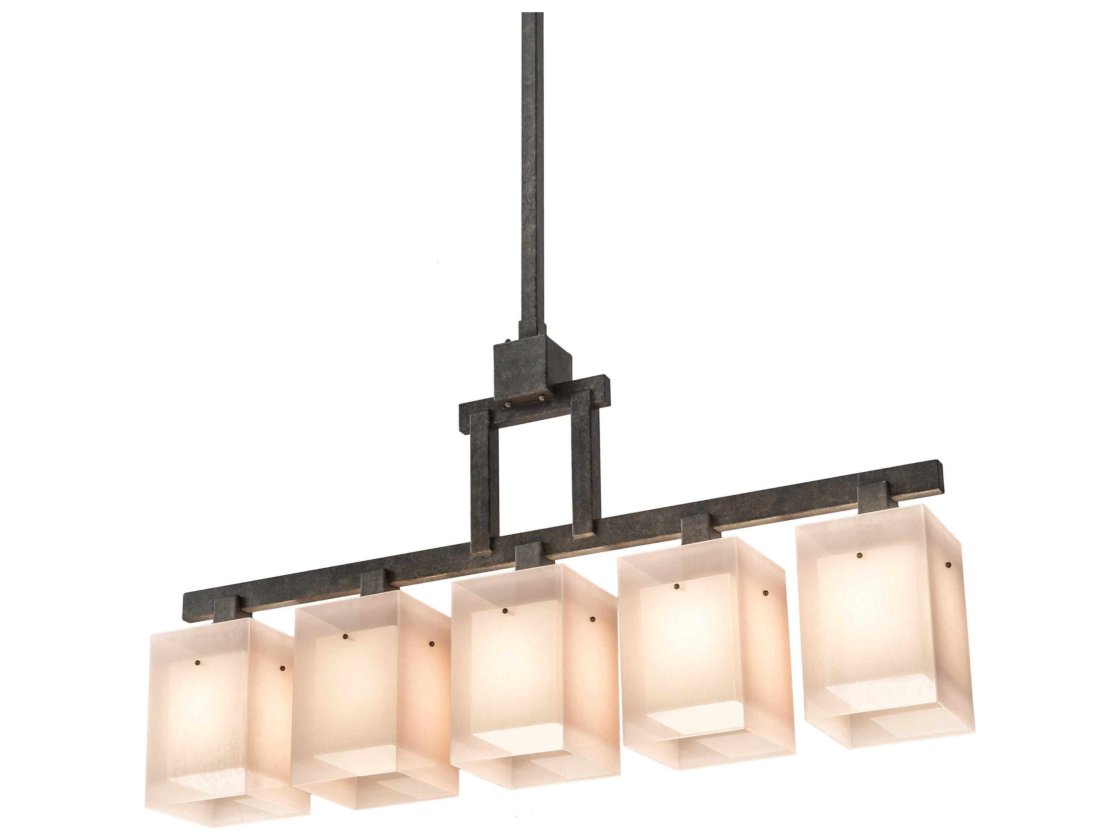 5-Light Bronze Glass Island Pendant