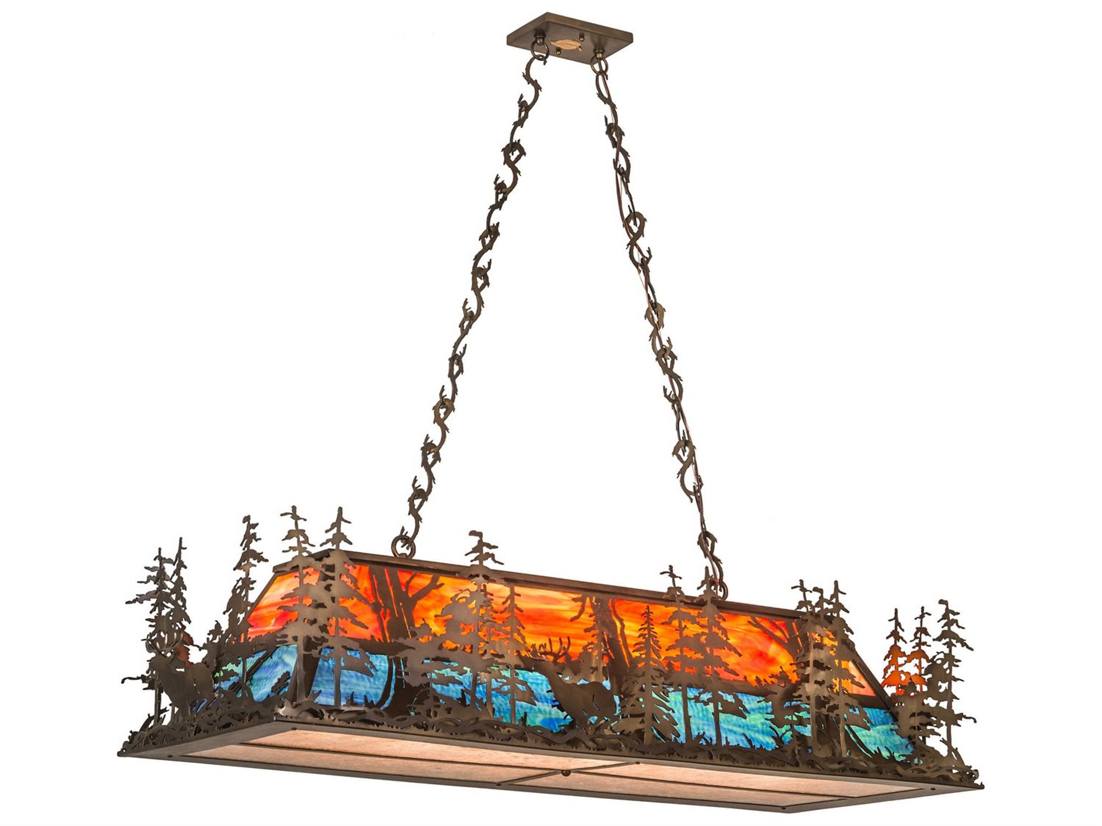 6-Light Blue Glass Island Pendant