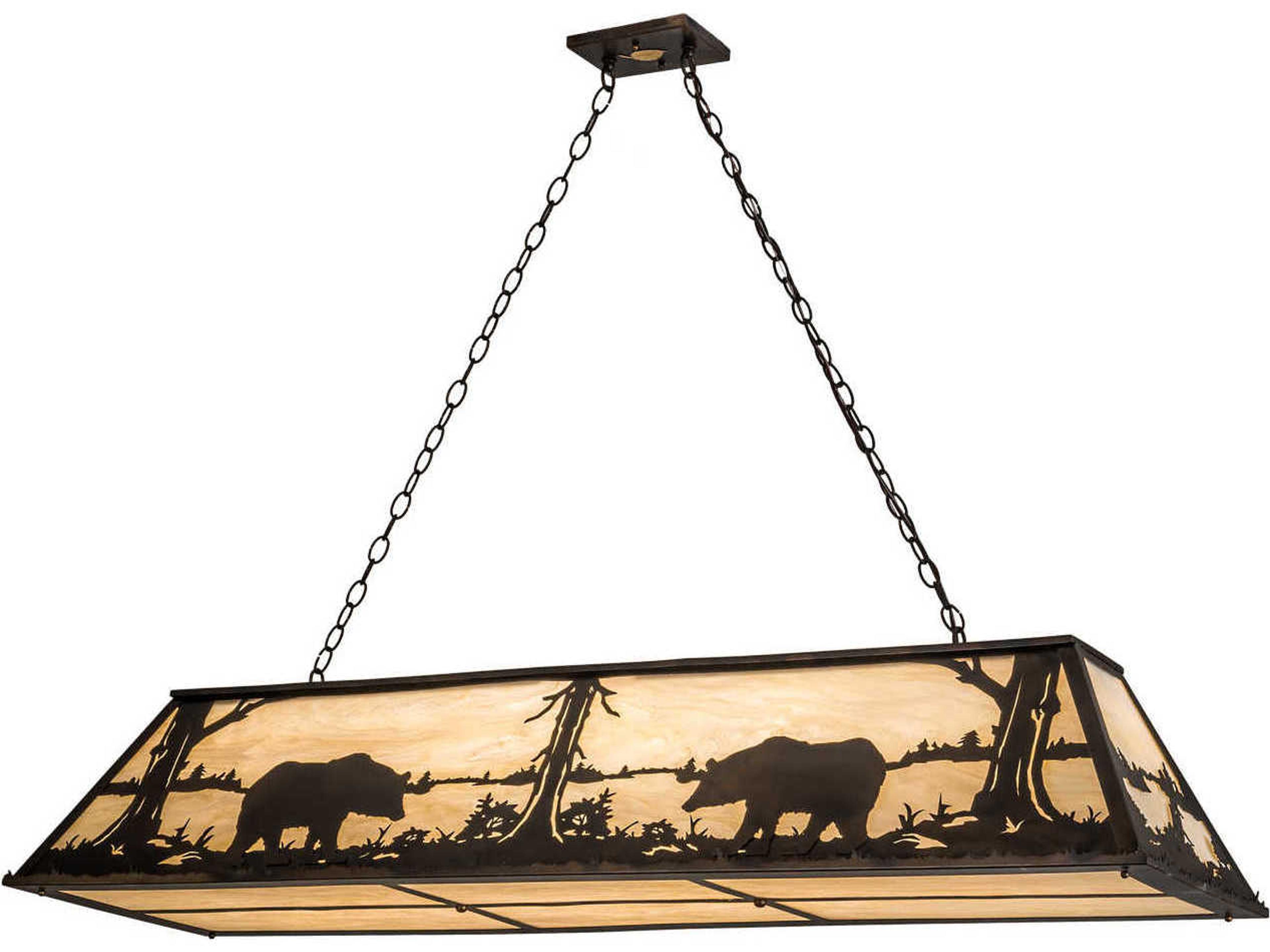 Bear At Lake 9-Light Copper Island Pendant