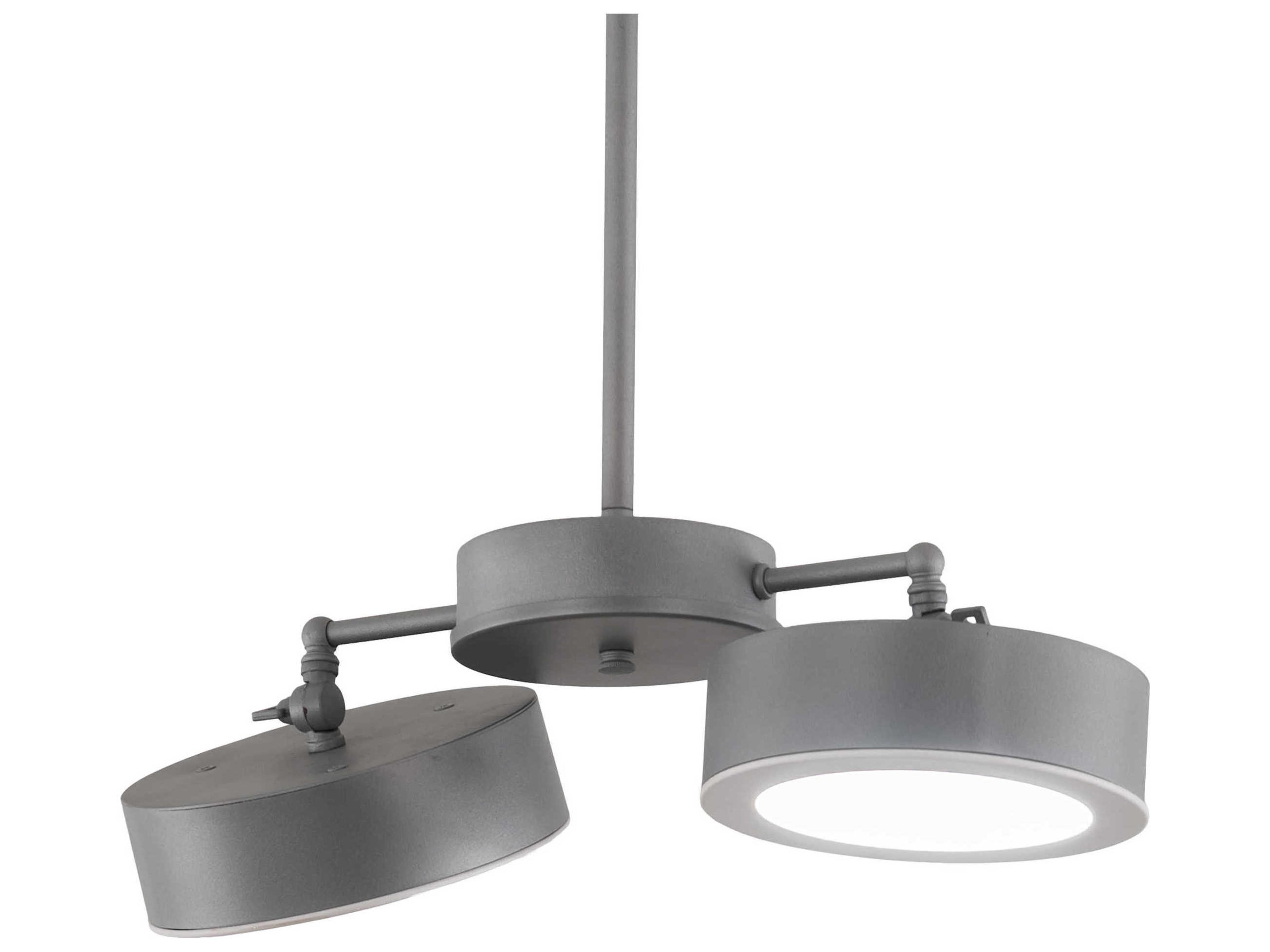 2-Light Silver LED Drum Island Pendant