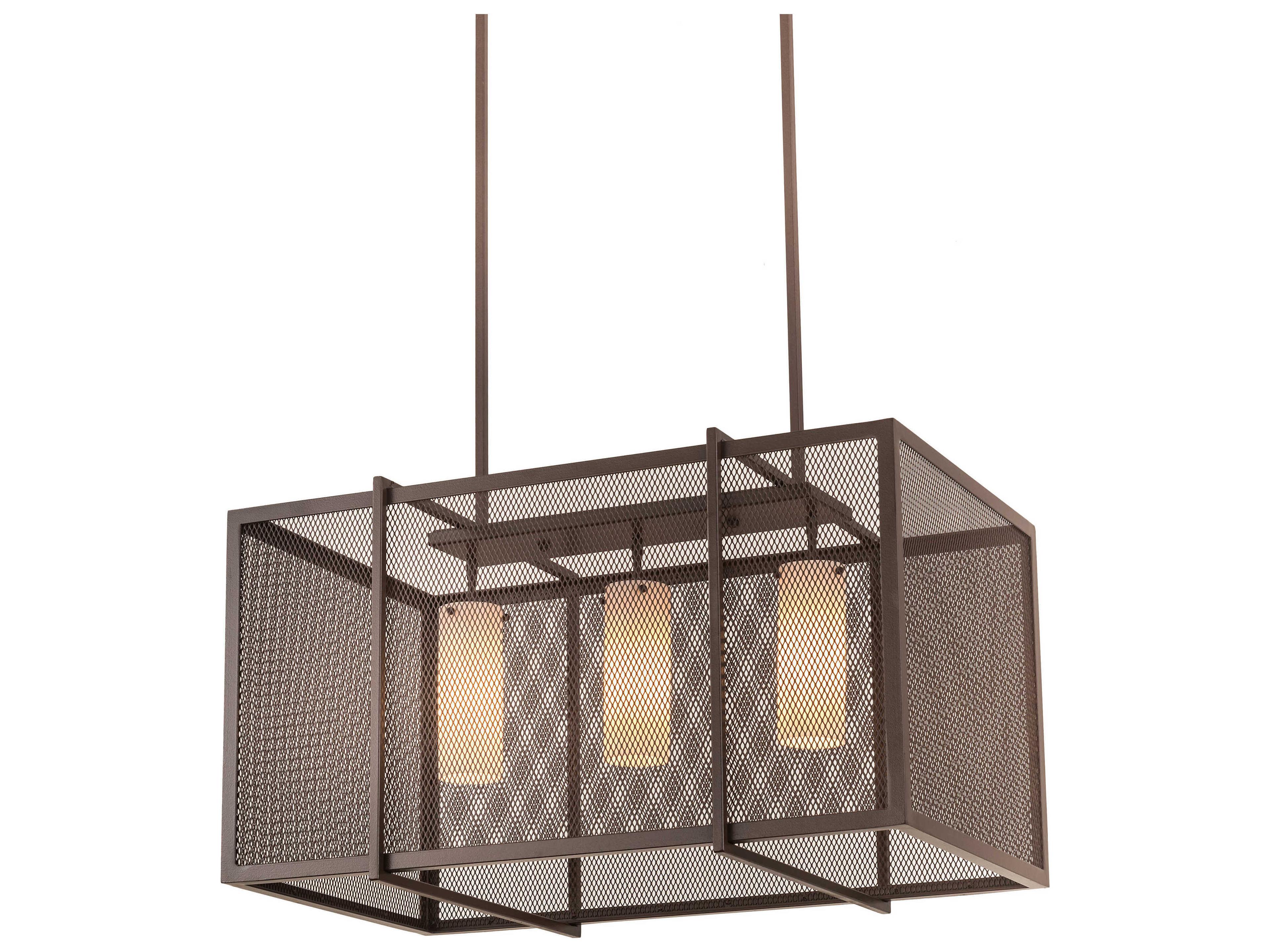 3-Light Brown Glass Cylinder Island Pendant