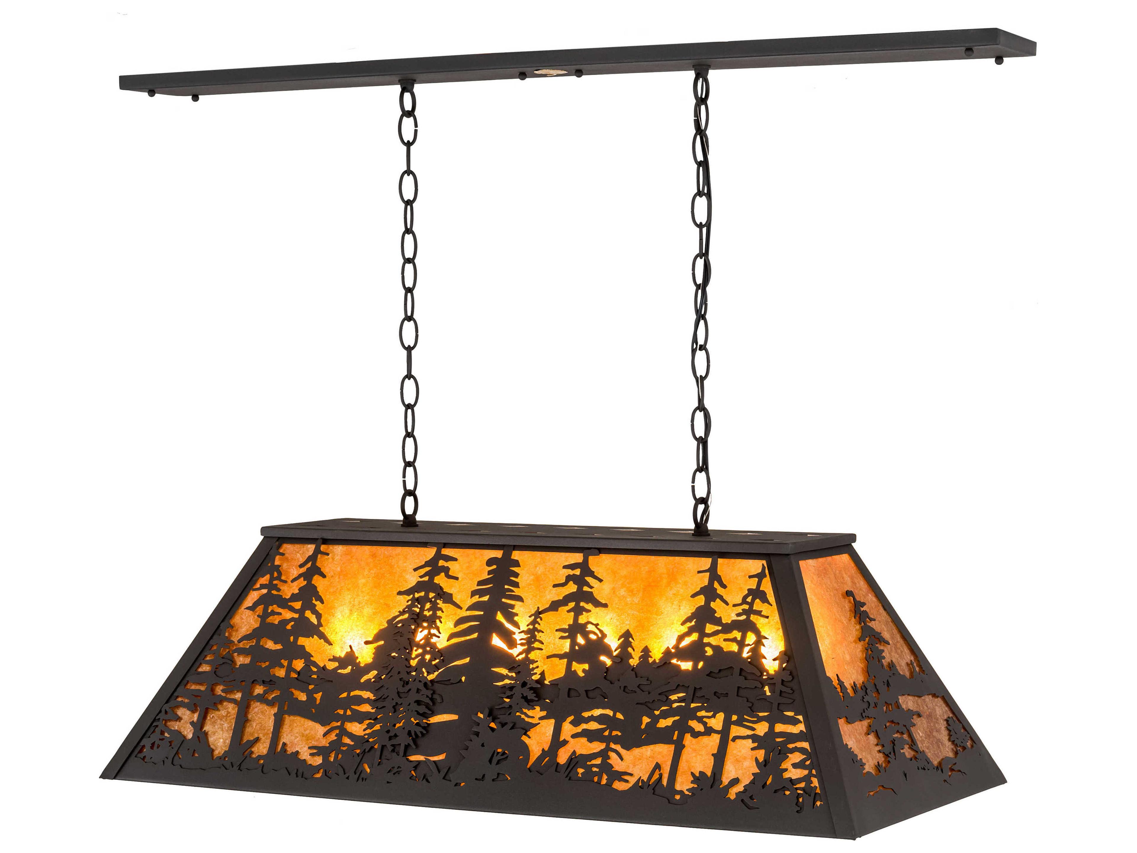 6-Light Black Glass Island Pendant