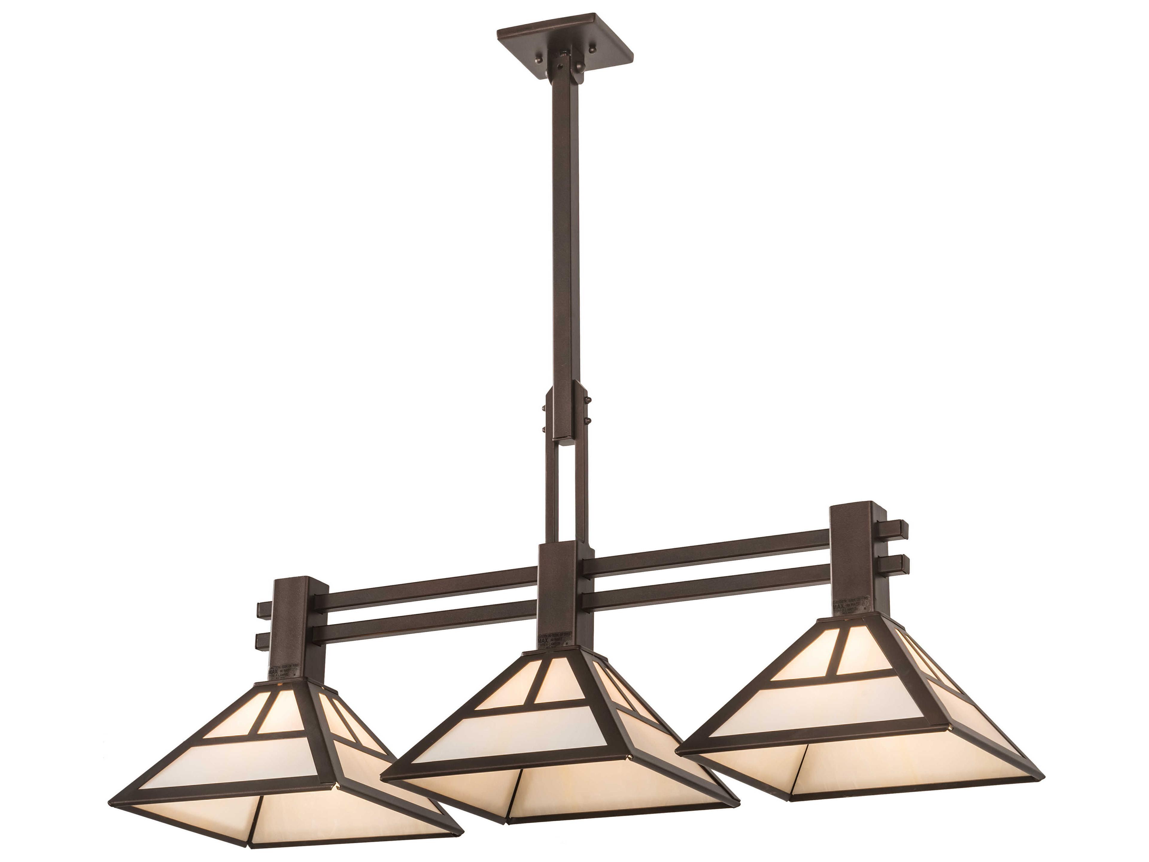 3-Light Bronze Glass Island Pendant