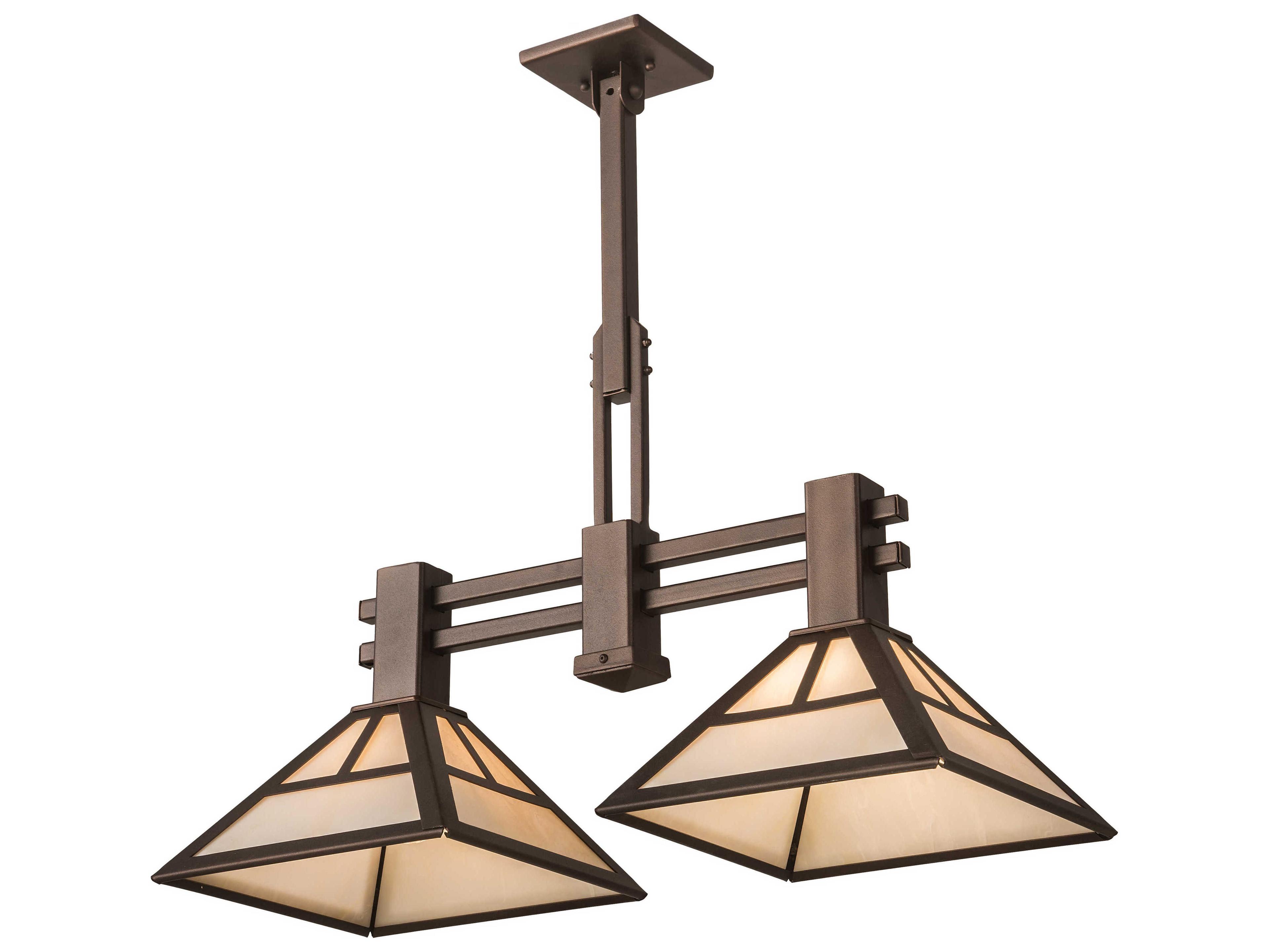 2-Light Bronze Glass Island Pendant