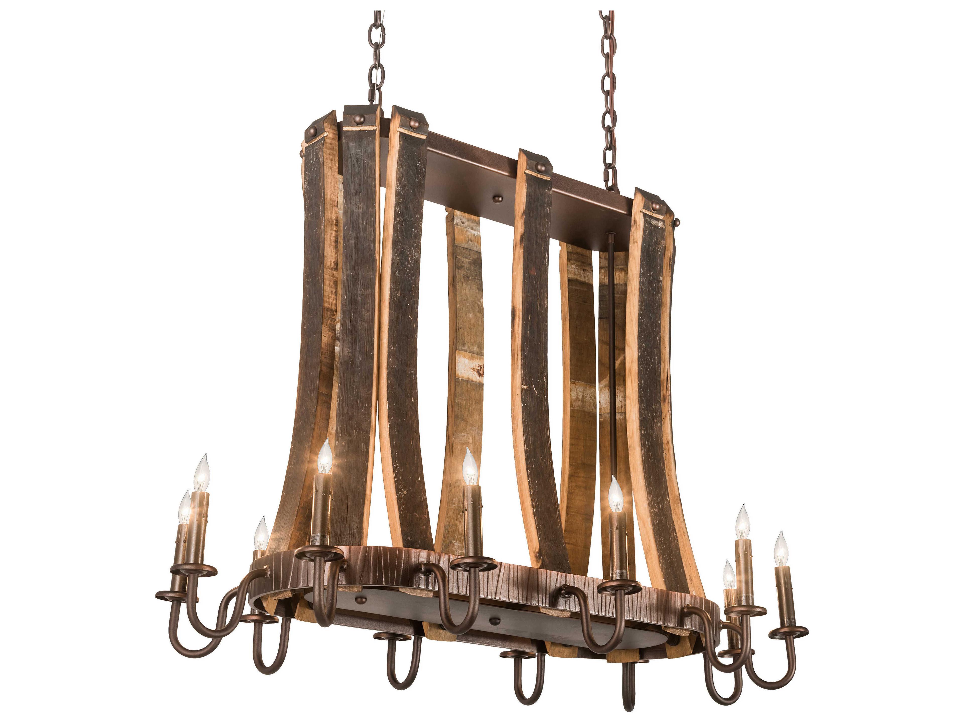 Barrel Stave 12-Light Bronze Island Pendant