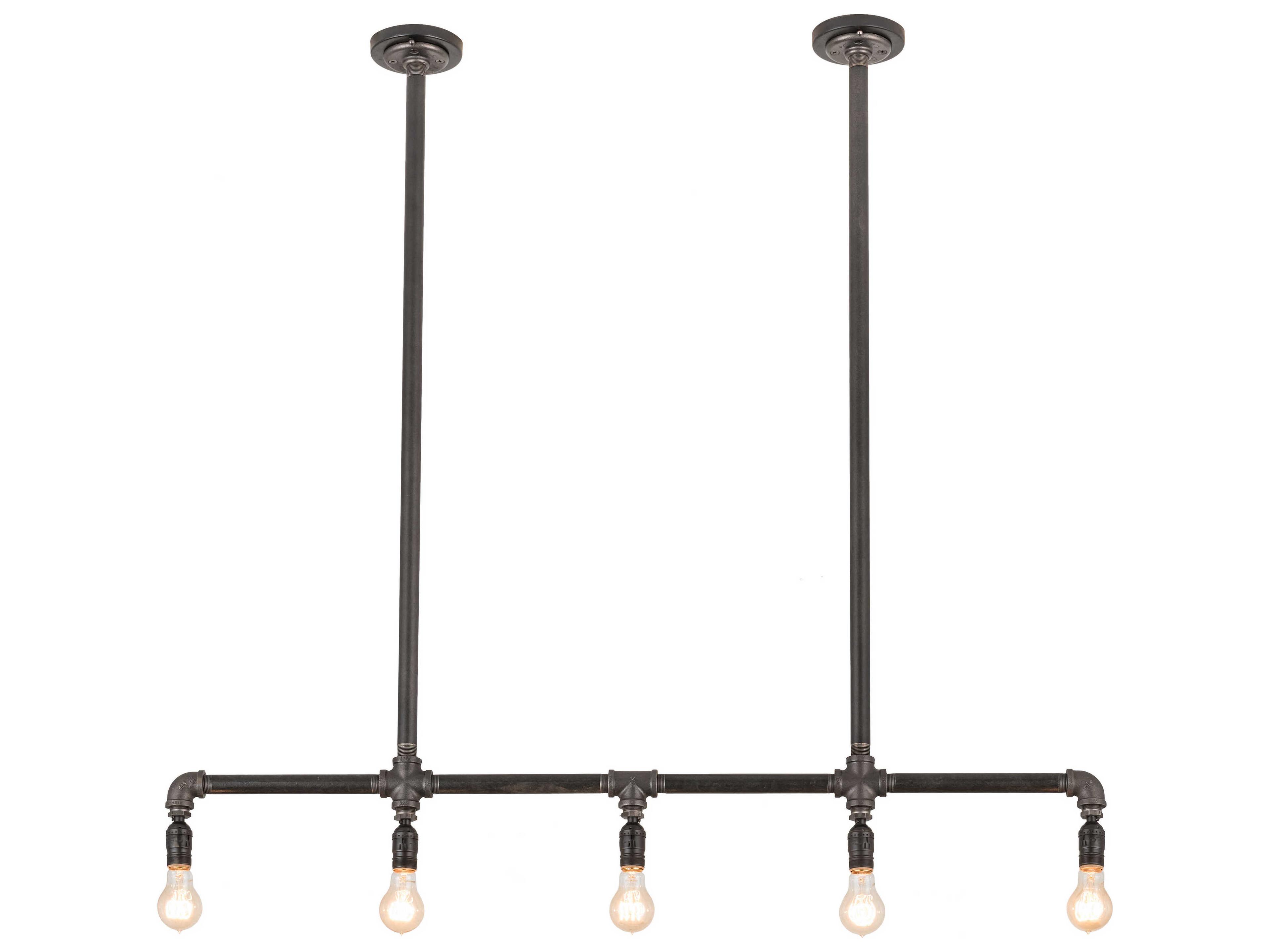 Alva 5-Light Black Glass Linear Island Pendant