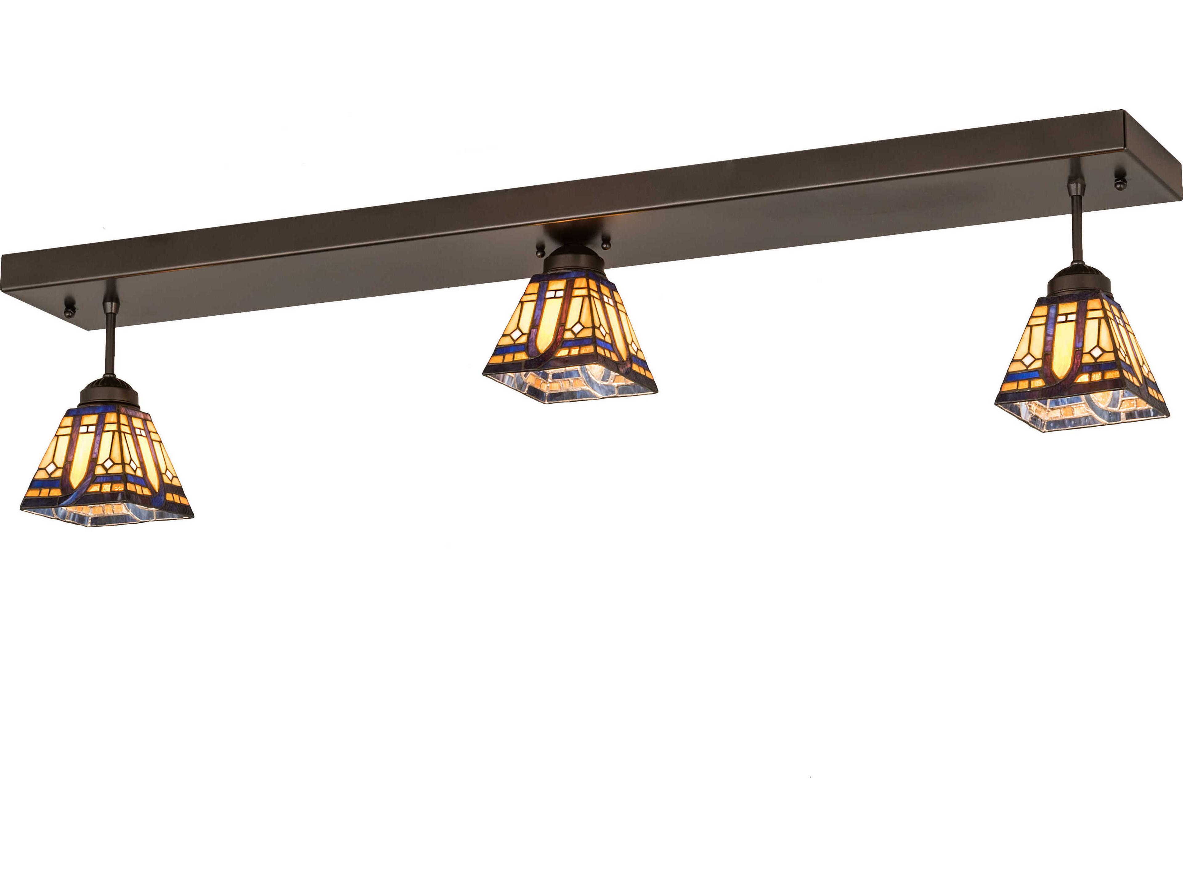 3-Light Bronze Glass Tiffany Island Pendant