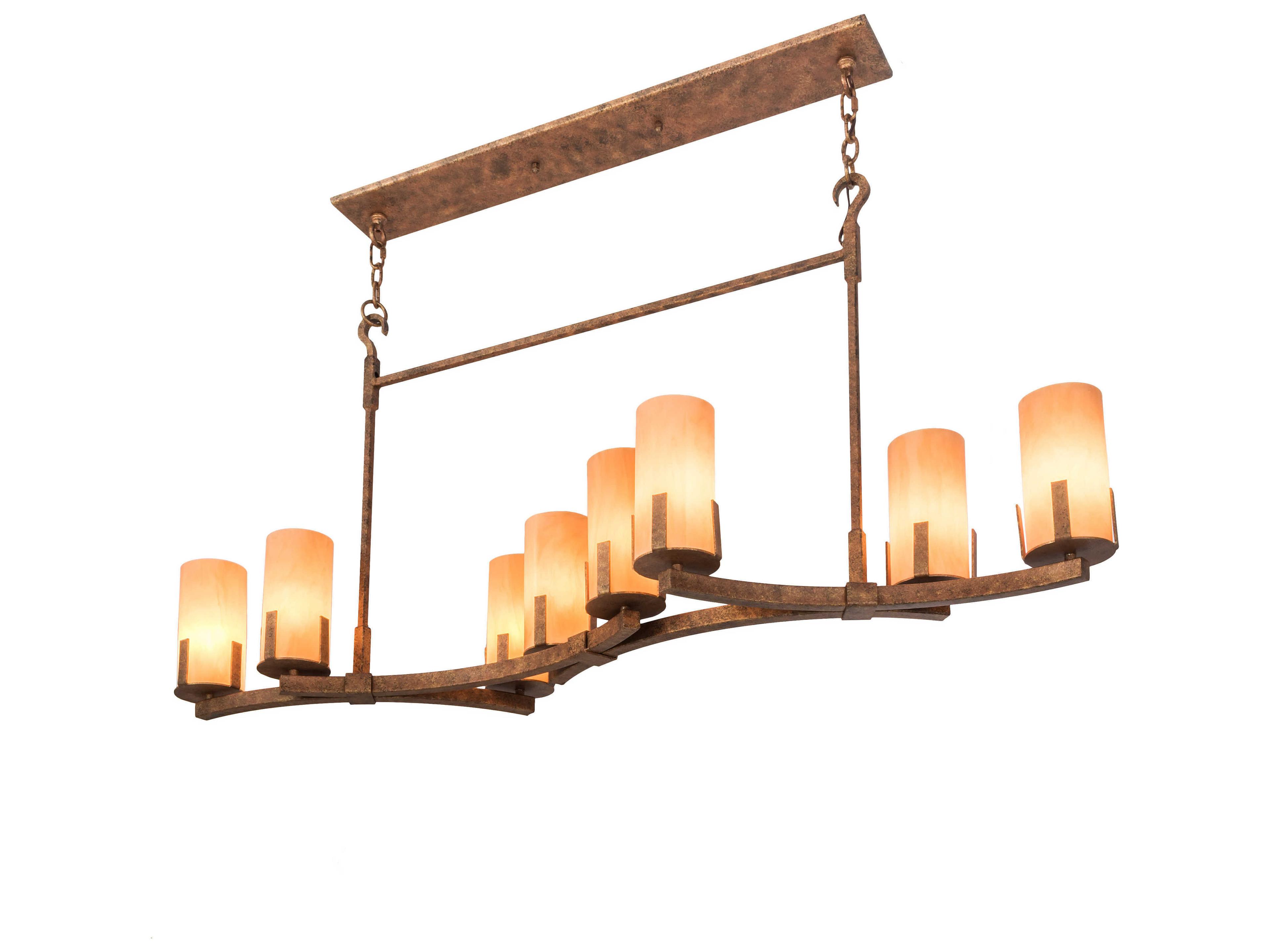 8-Light Brown Glass Cylinder Island Pendant