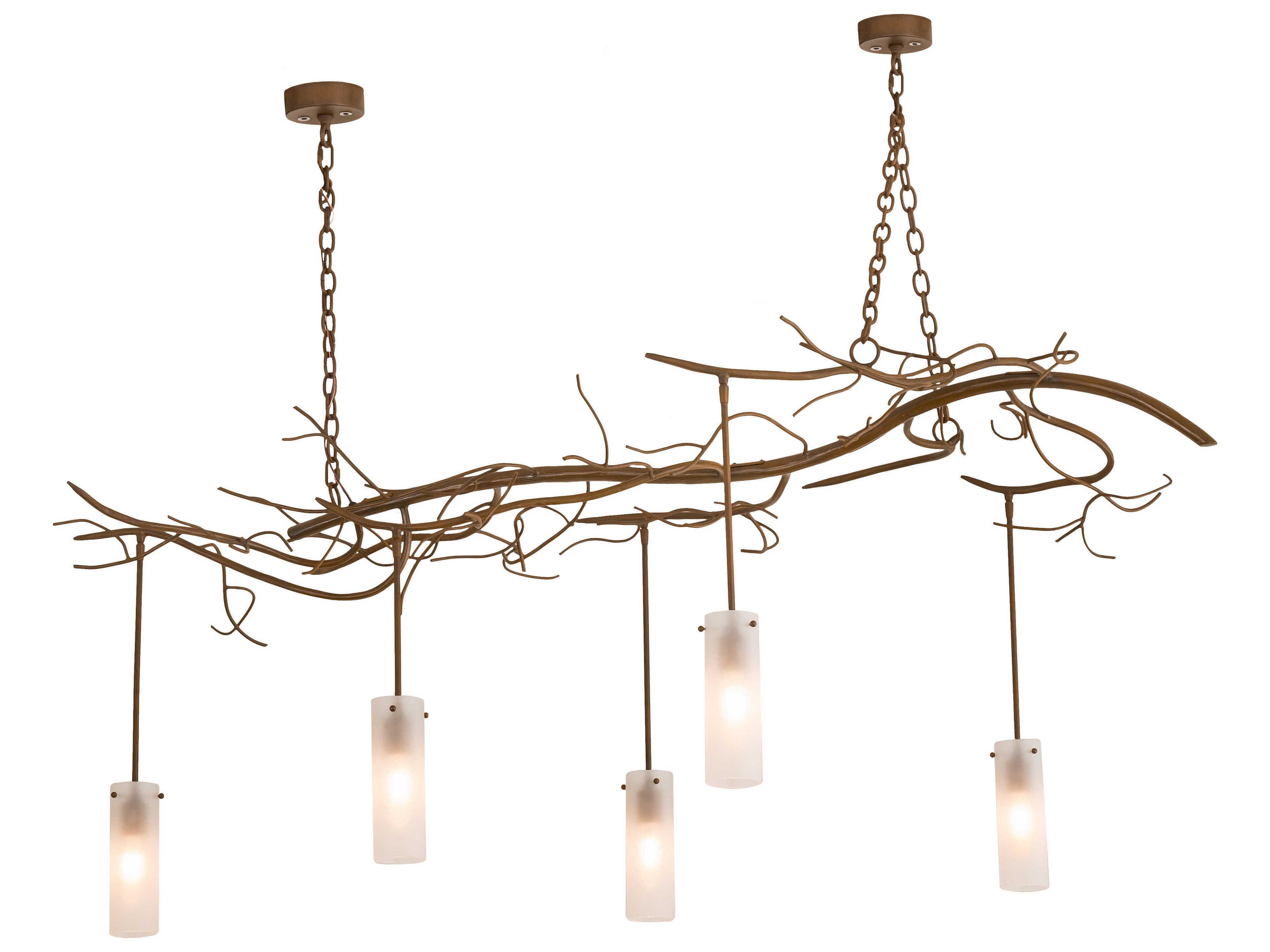 5-Light Brown Glass Cylinder Island Pendant