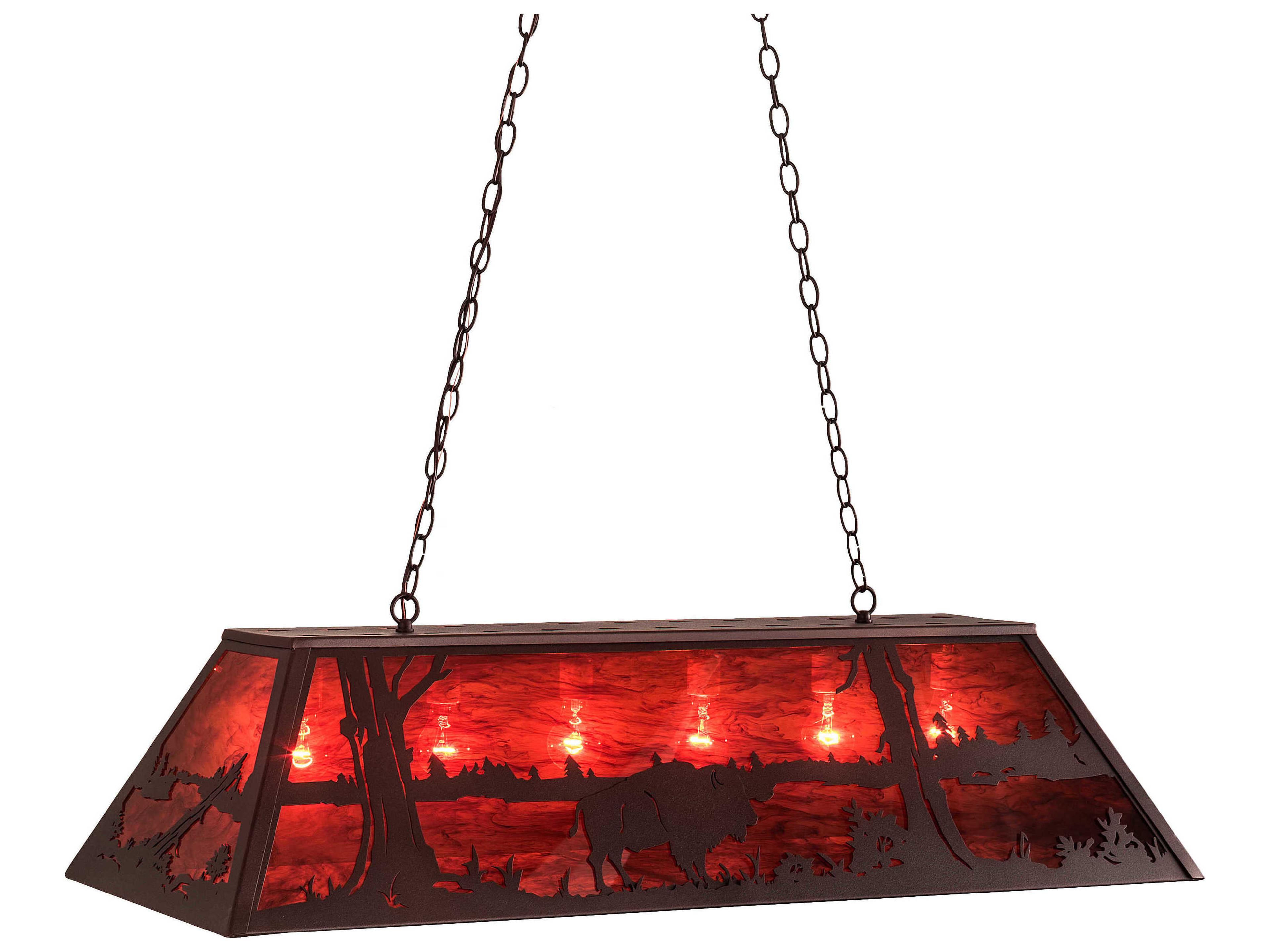 Buffalo 6-Light Bronze Glass Island Pendant