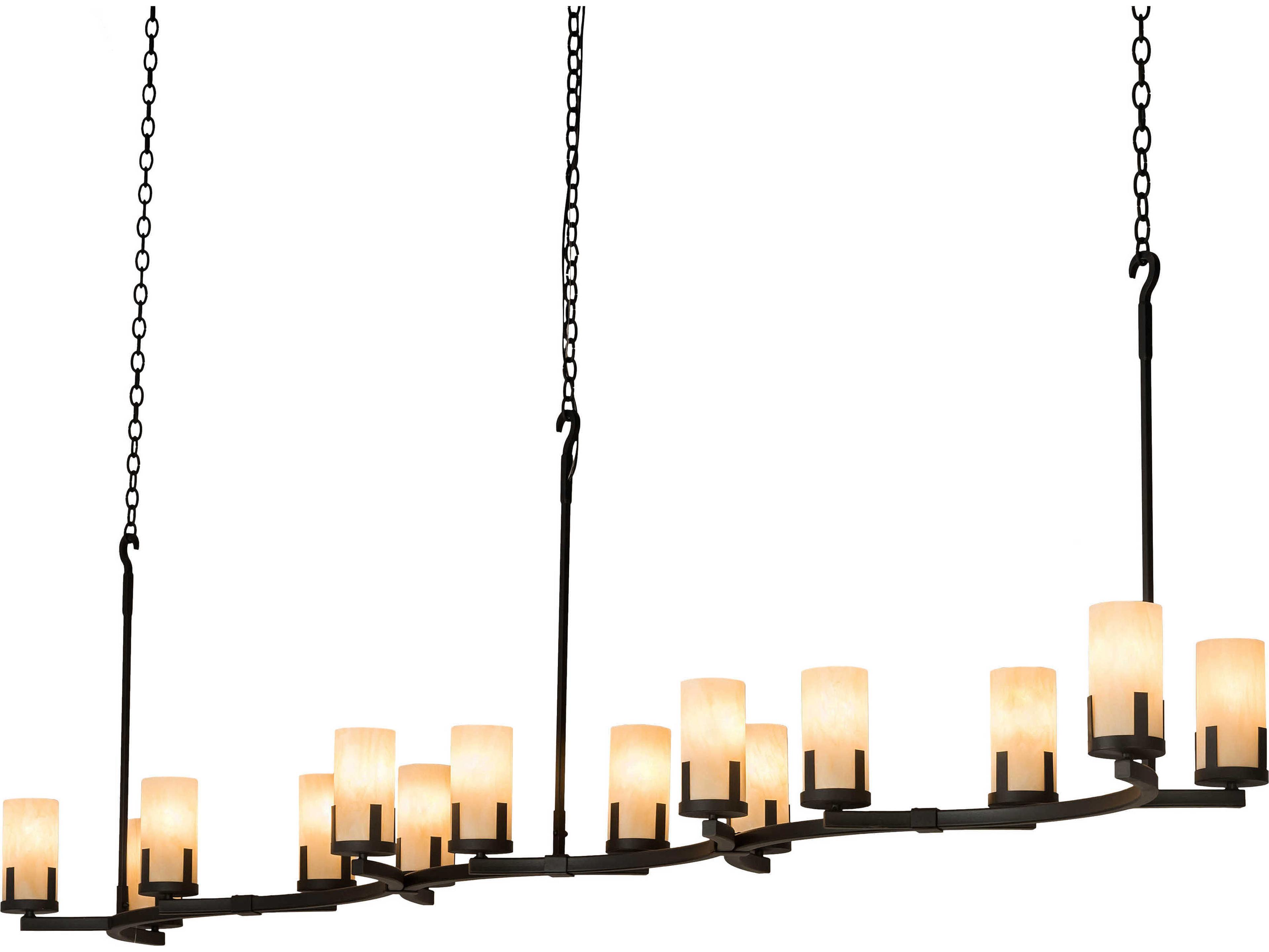 14-Light Black Cylinder Island Pendant