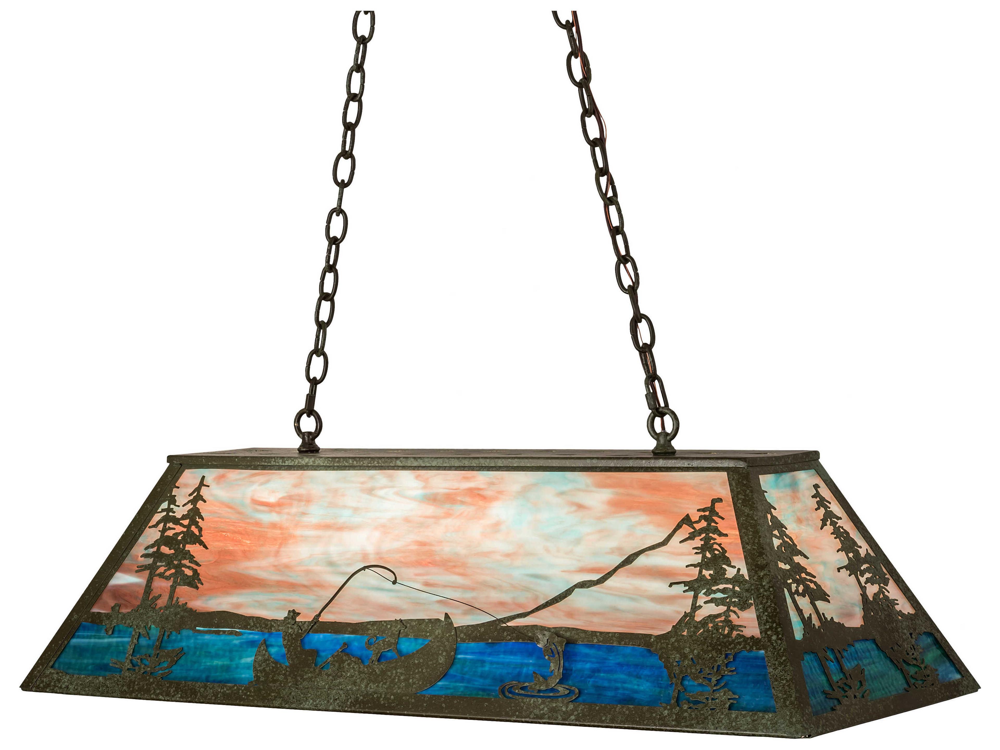 6-Light Brass Glass Island Pendant