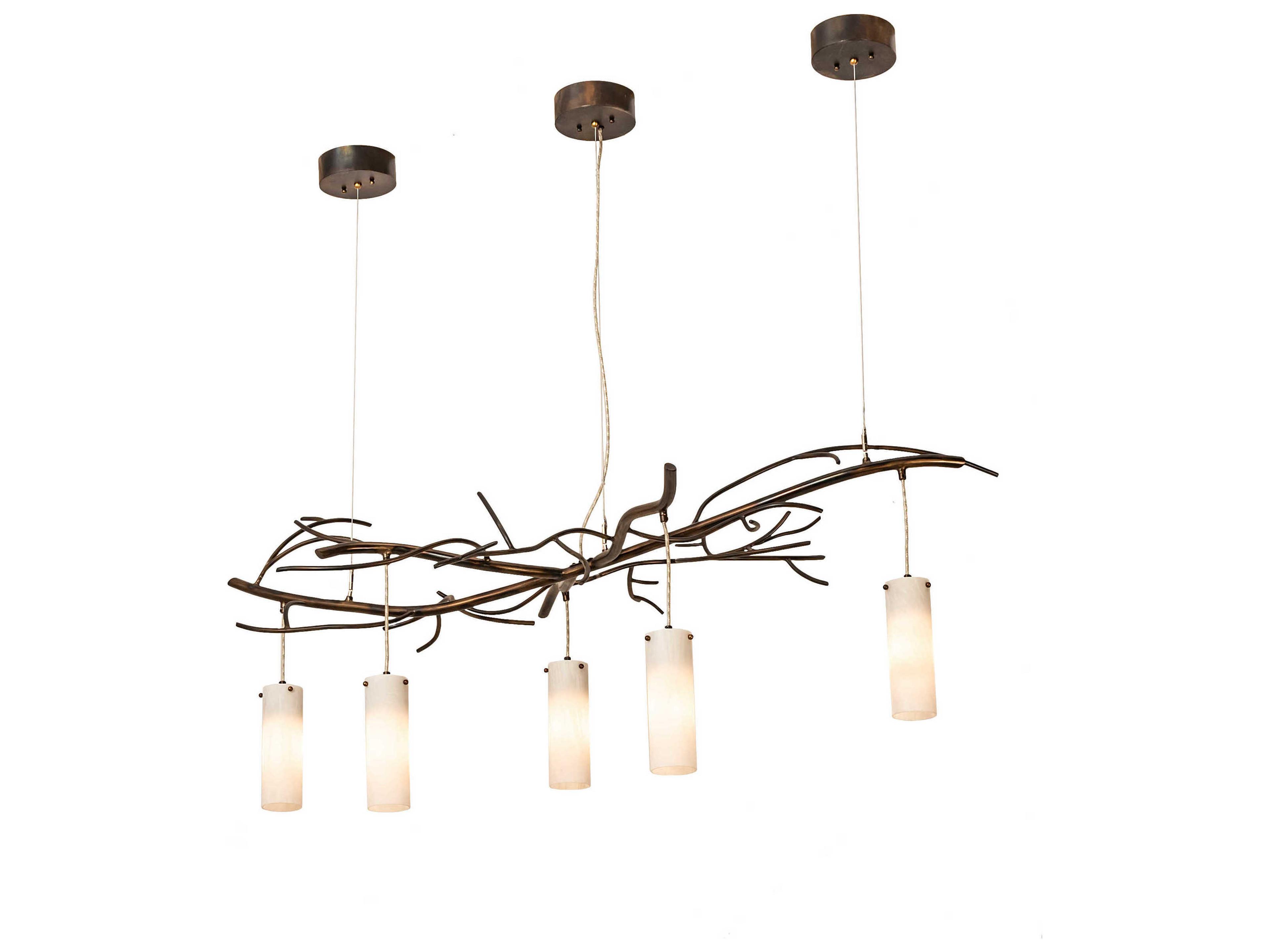 5-Light Copper Cylinder Island Pendant