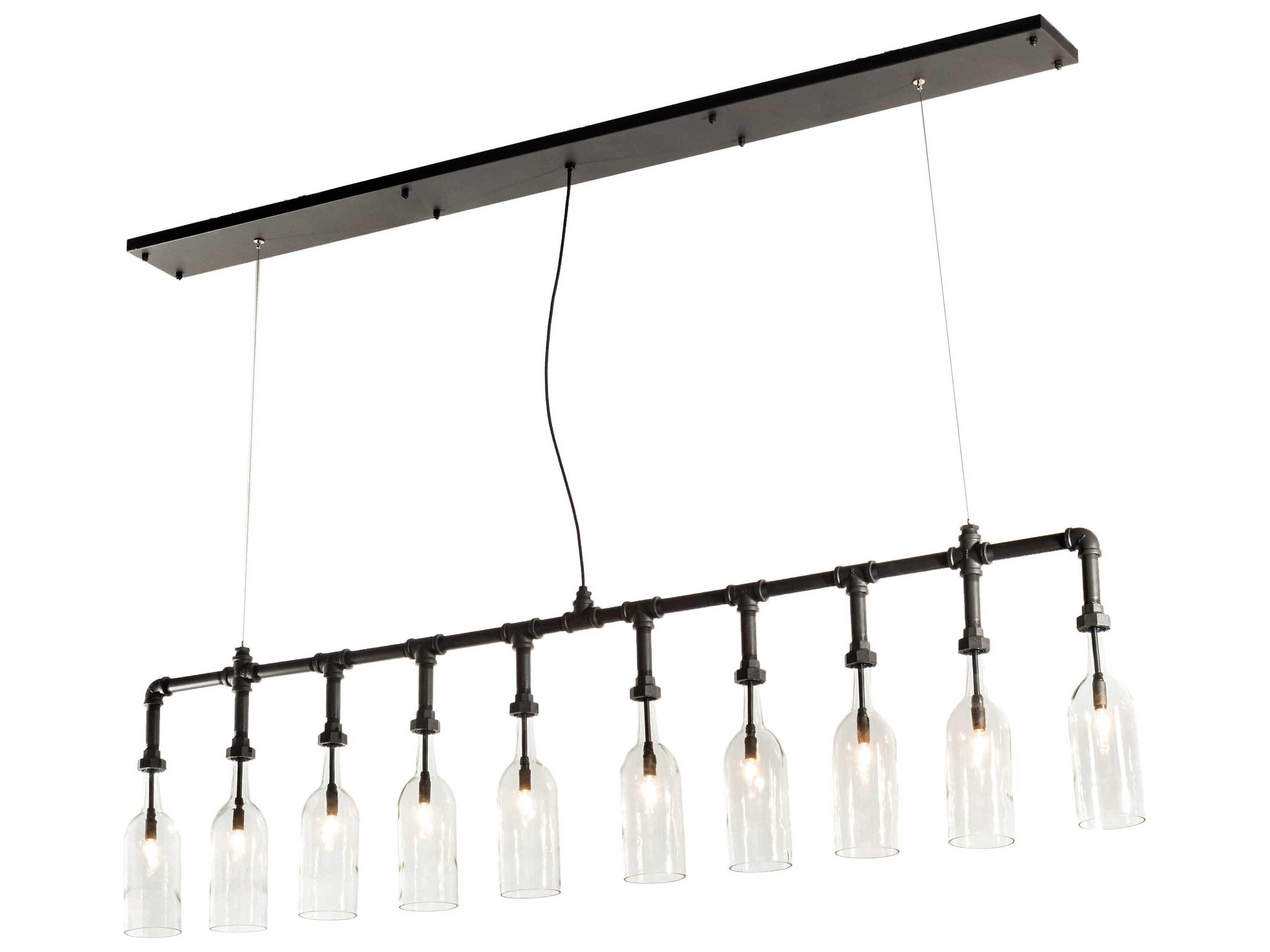 10-Light Black Glass Bell Island Pendant