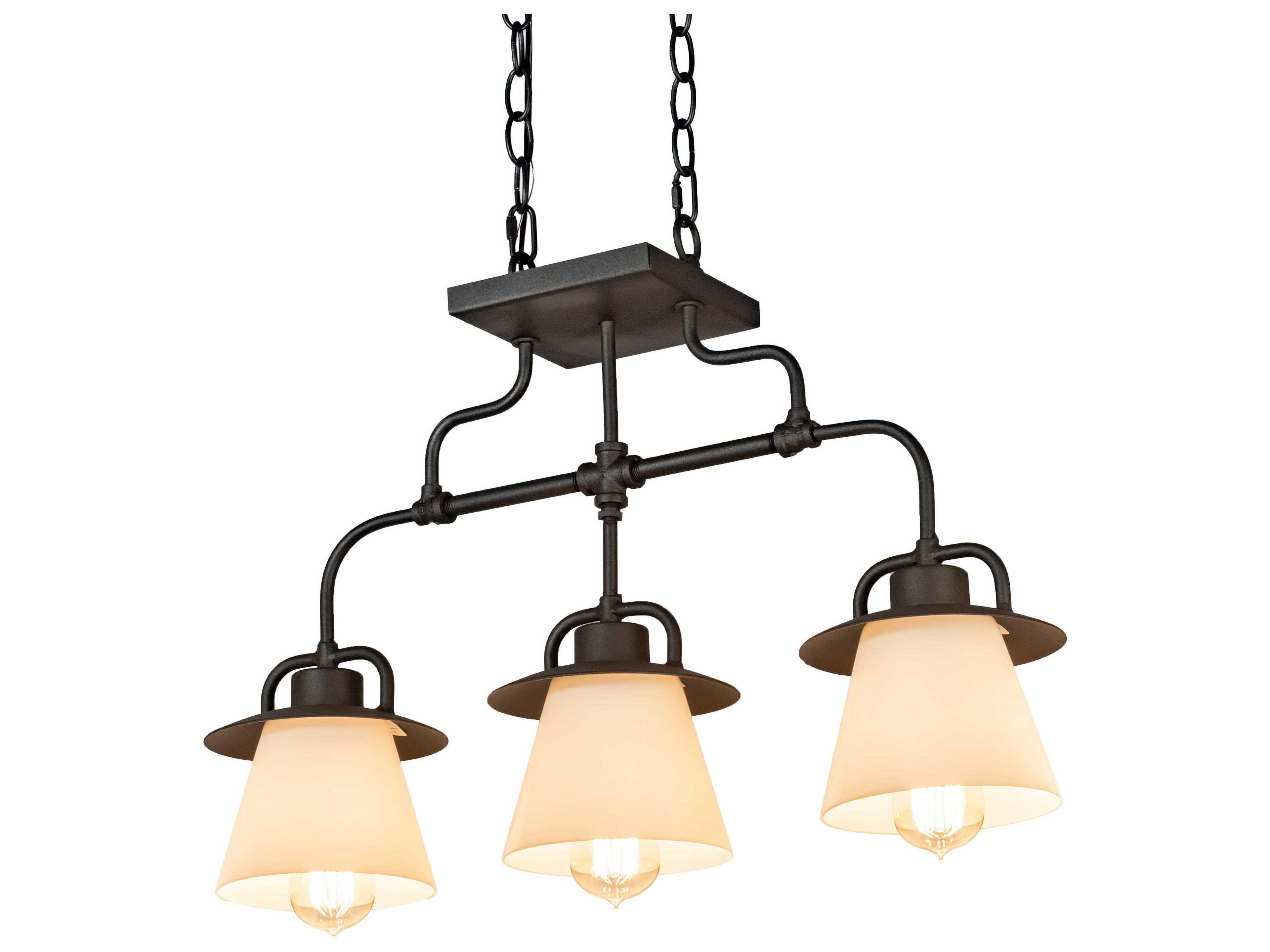 3-Light Black Glass Empire Island Pendant